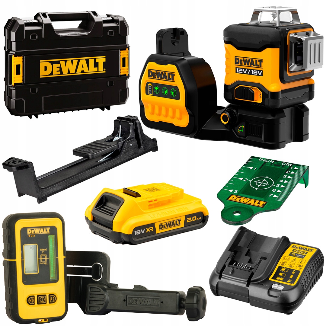 Laser 12/18V zielony DeWALT DCE089D1G18 detektor
