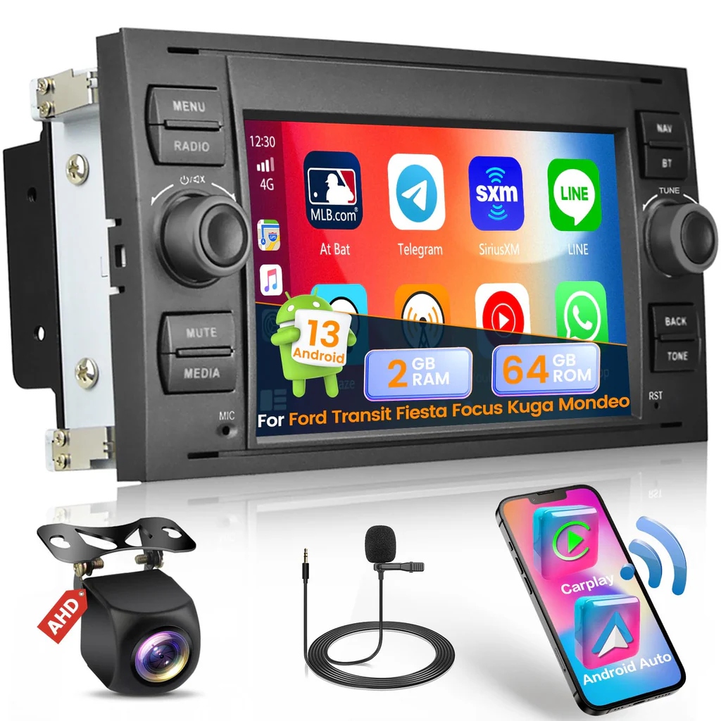 Hikity 2G+64G Android 13 rádio 7" Carplay Gps WiFi pro Ford Focus Fiesta
