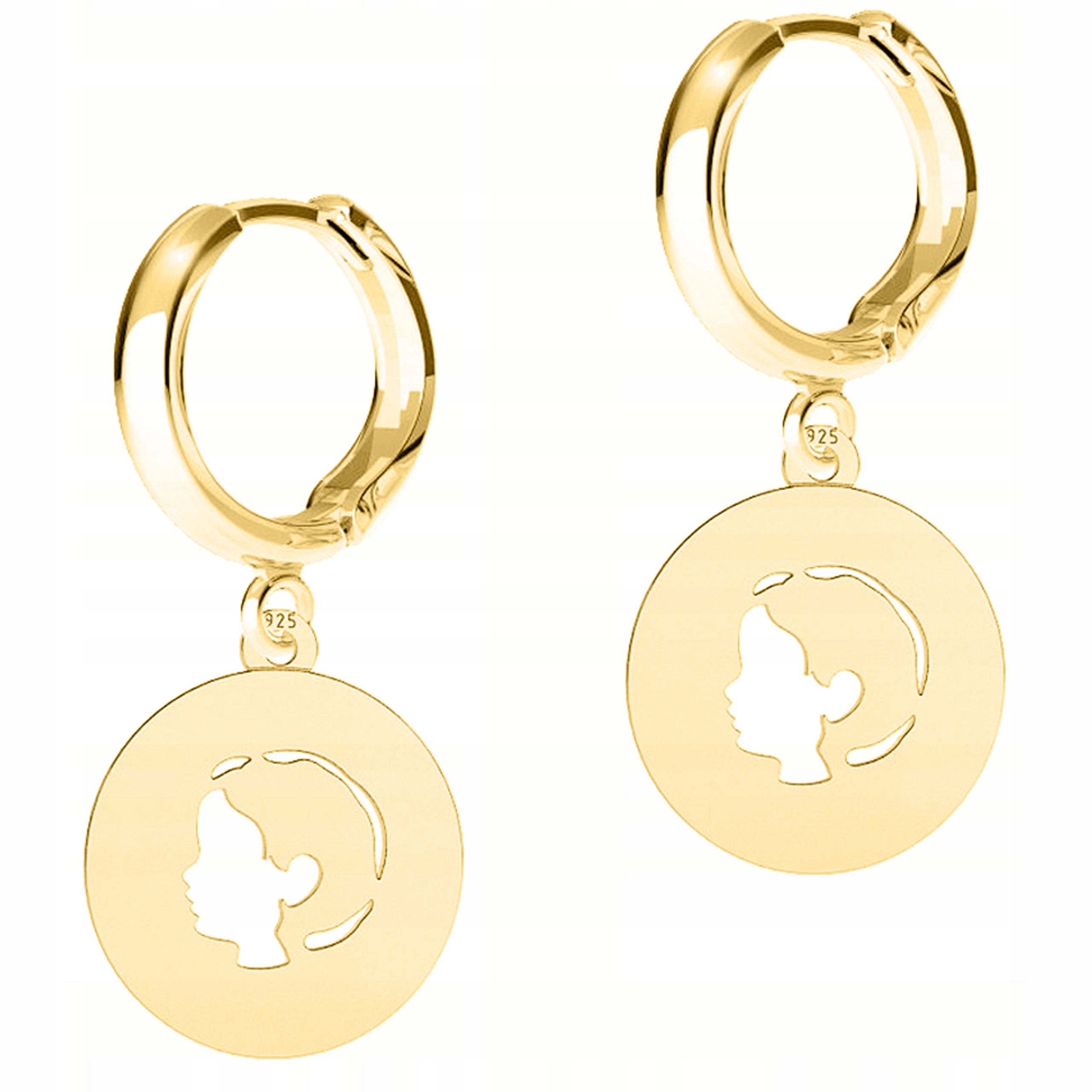 Zlaté Náušnice Plechy s chlapci Family Rodina Chlapec Stříbro 925