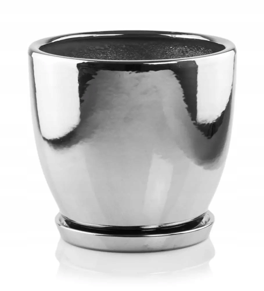 

Srebrna Donica do Salonu z podstawką 31x31 cm