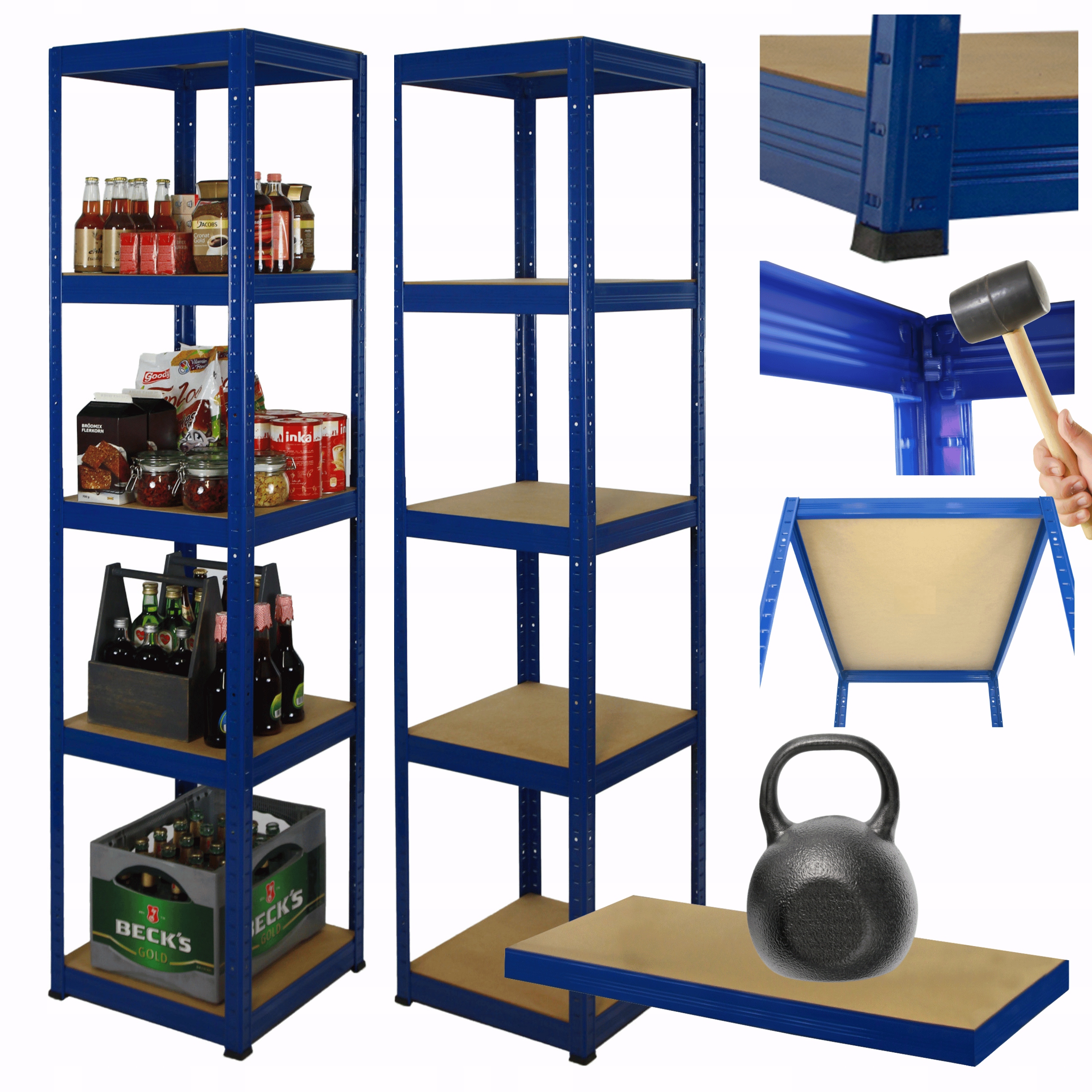 Kovový úložný regál Helios 180x40x40 cm 5Px175 kg, Trvanlivý