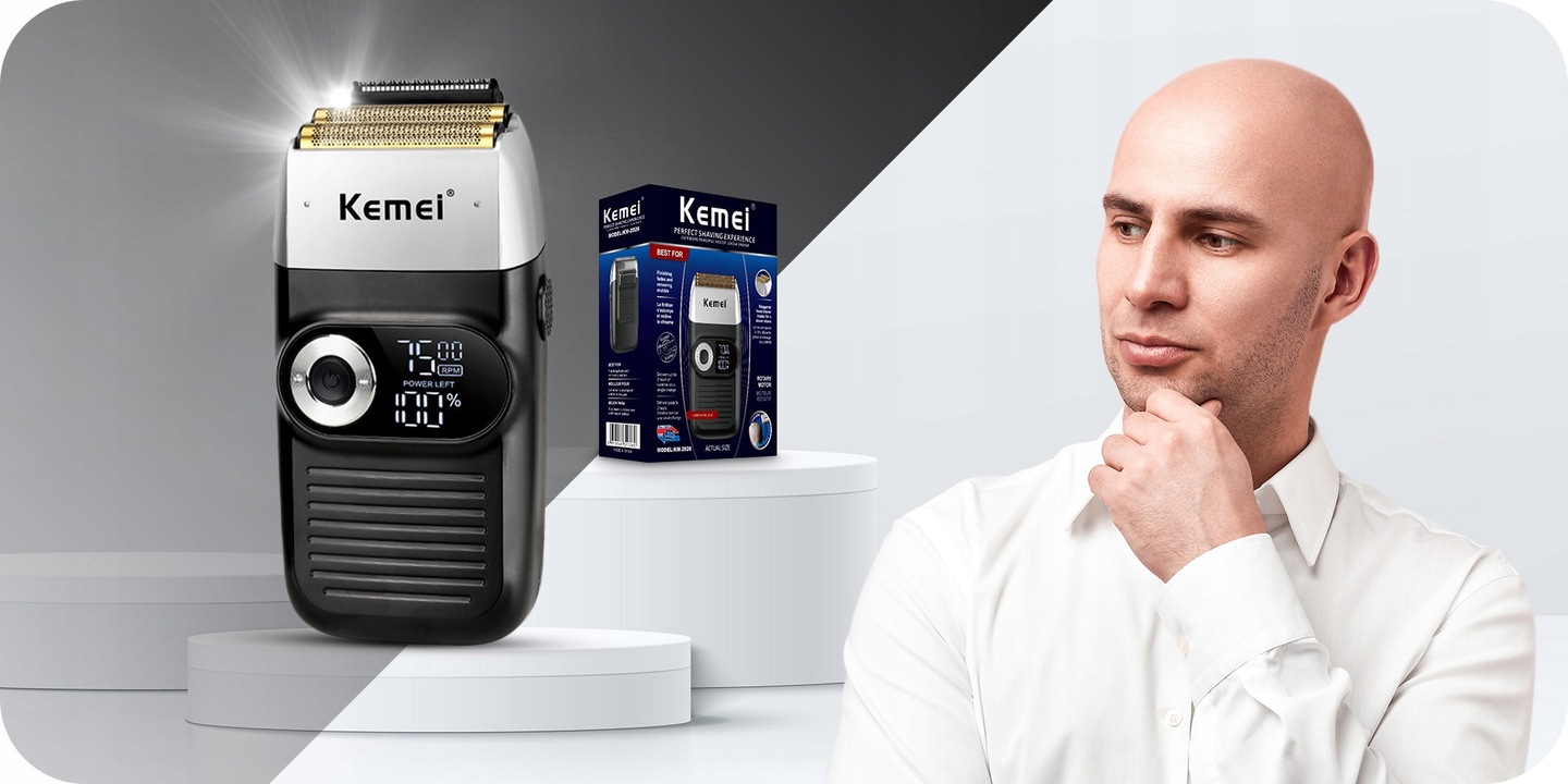 Golarka Kemei GOLARKA MĘSKA ELEKTRYCZNA FOLIOWA KEMEI MASZYNKA Kolor dominujący czarny