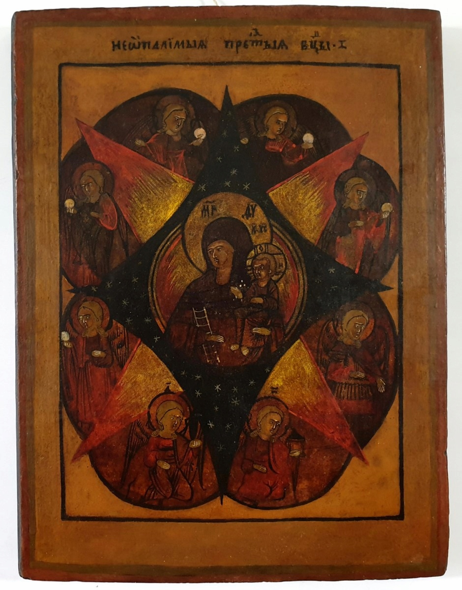 Ikona Matka Boża Gorejący Krzew Rosja XIXw 0178