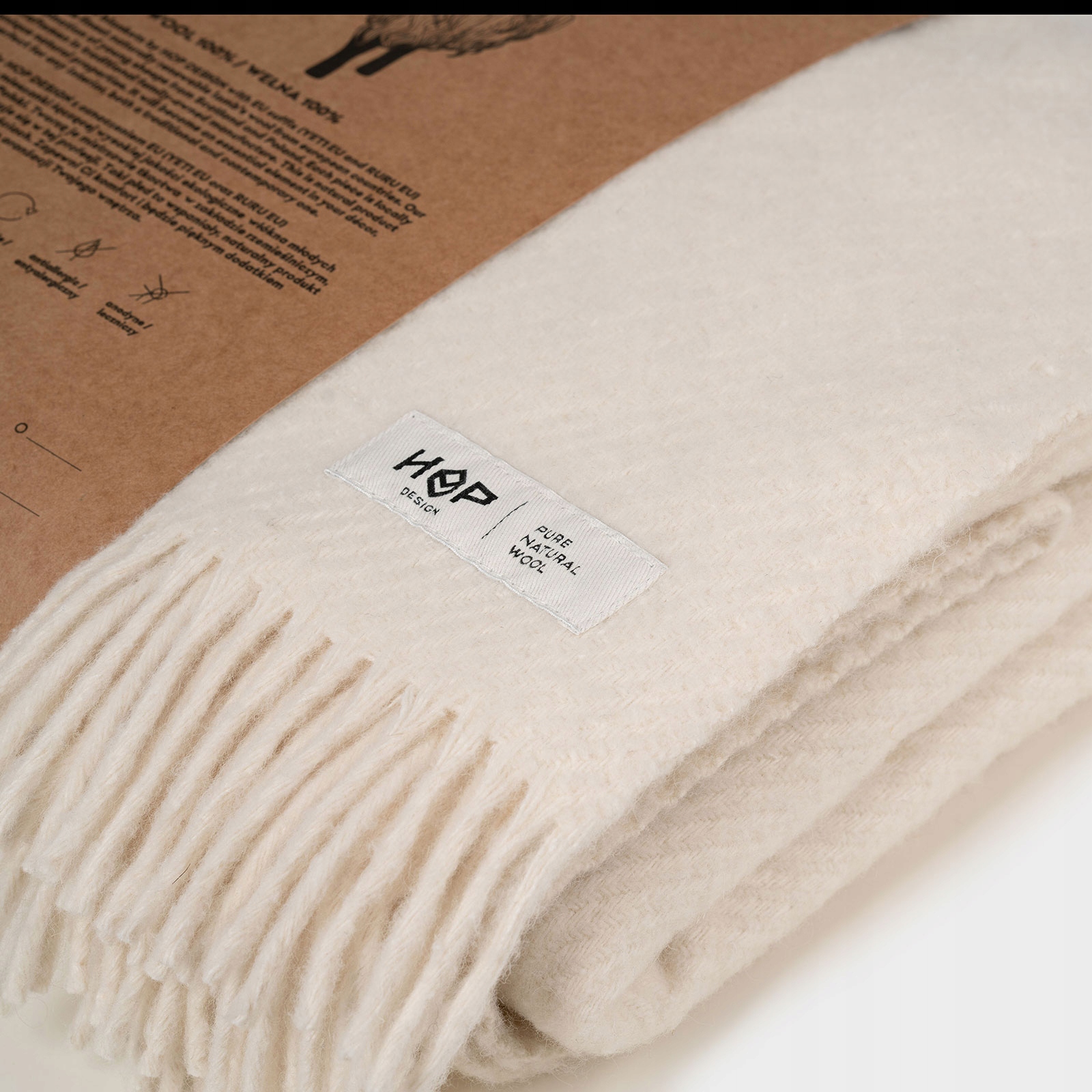Deka Yeti z ovčí vlny 155x205 Krémová Eu Hop Design