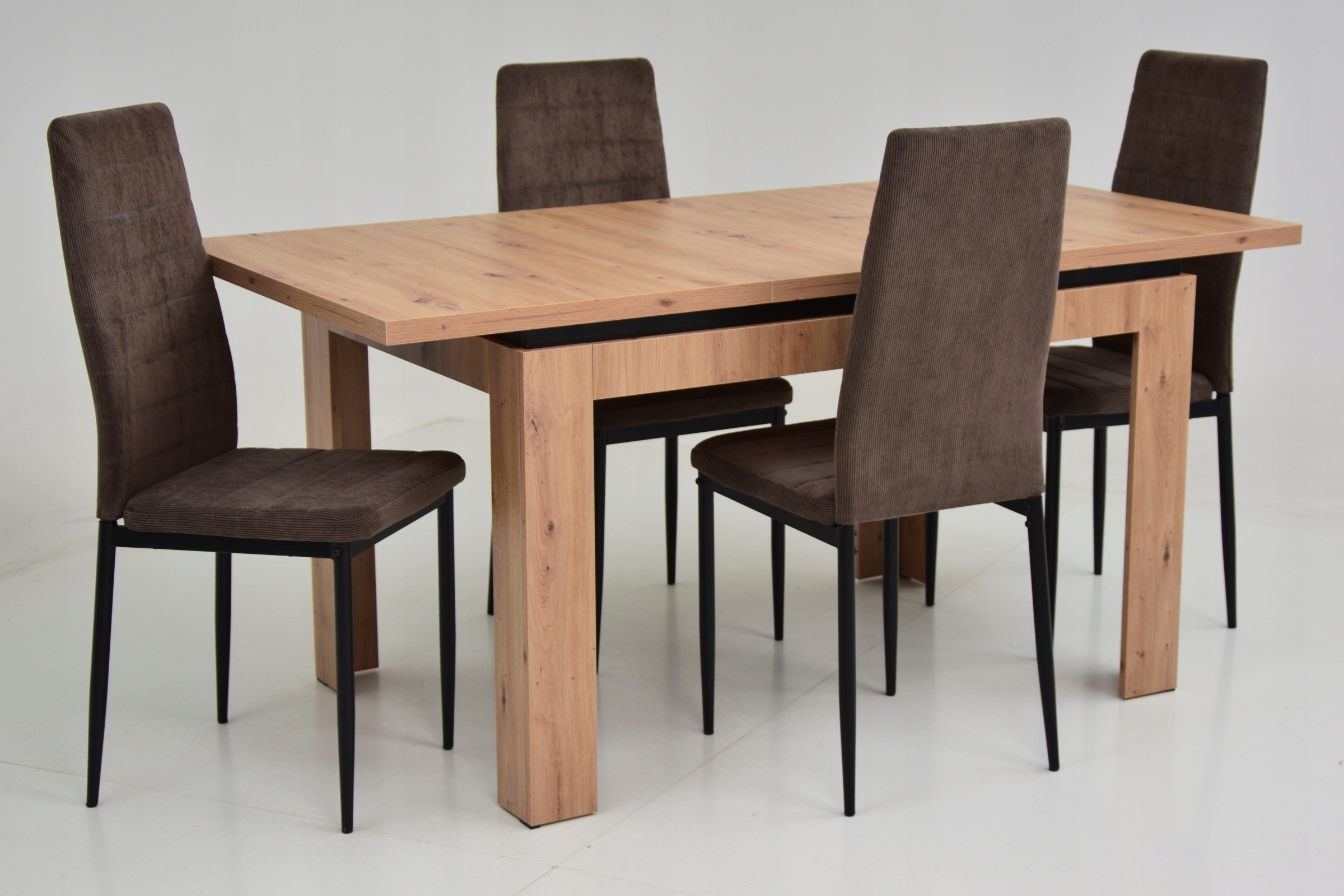 Zestaw stół rozkładany i 4 krzesła do salonu Kolor blatu dąb artisan