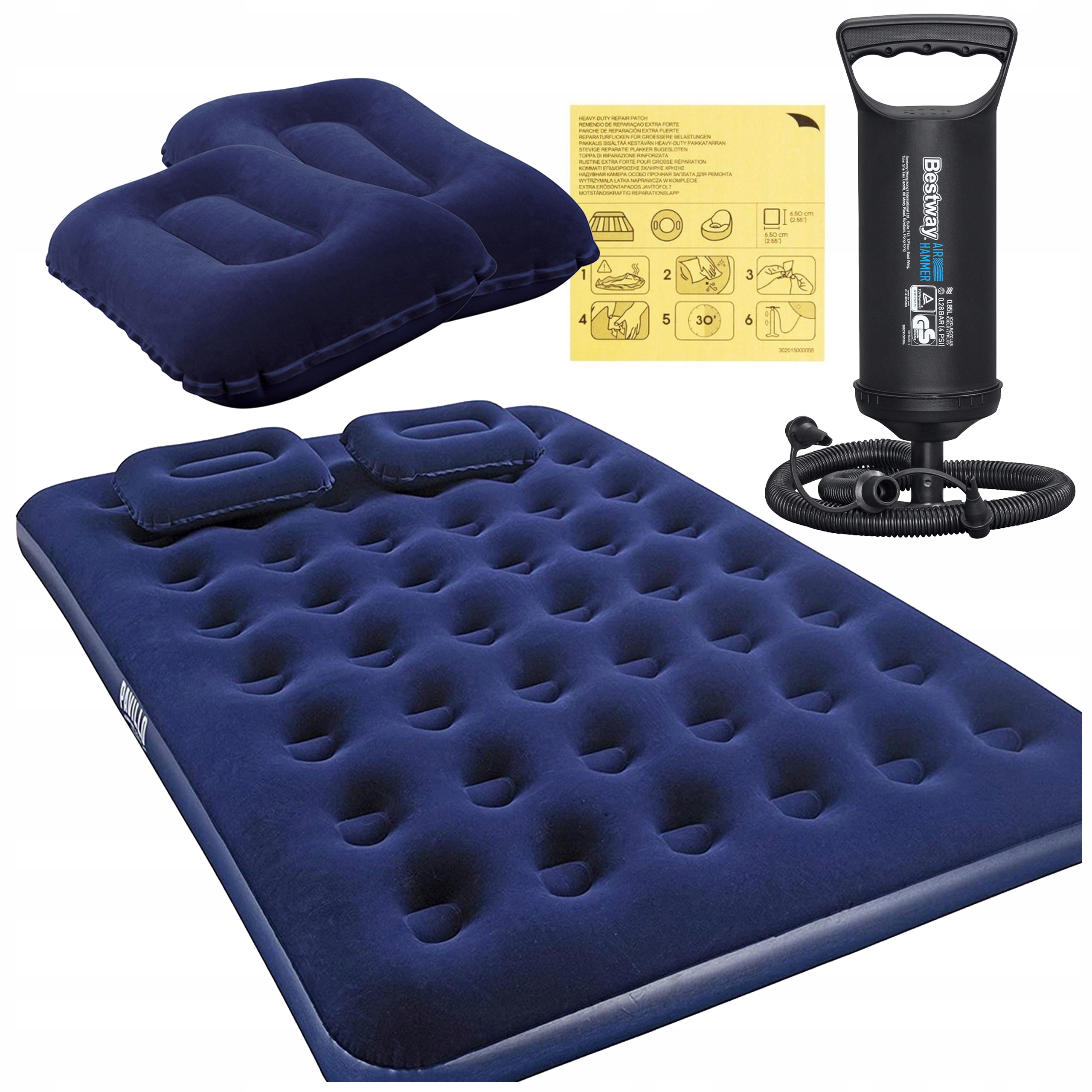 Matrace dvoulůžková velurová Bestway 203 x 152 x 22 cm 2x Polštář pumpa