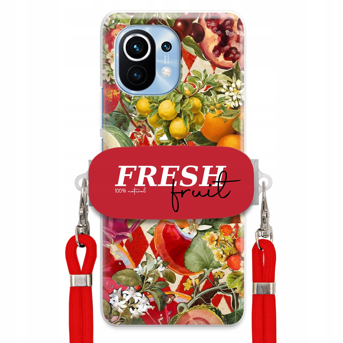 Puzdro pre Xiaomi Mi 11 Červená Crossbody šnúra držiak Fresh Fruit Ovocné