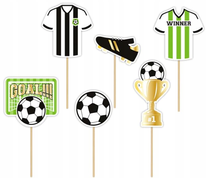 

Pikery Toppery na Tort Piłka Nożna Football 6szt