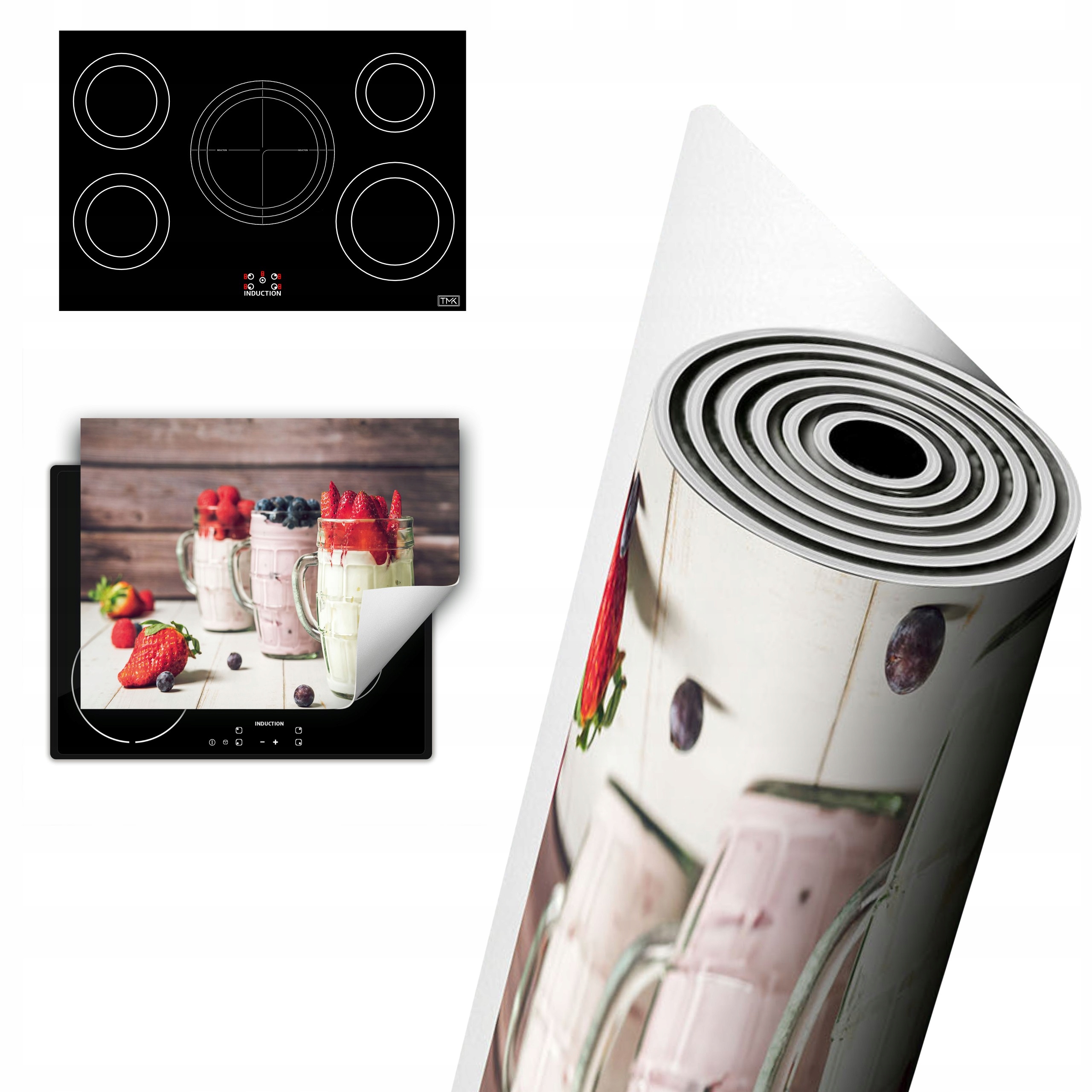 Vinylová Ochrana Na Indukci Deska 80x52 dezert ovoce