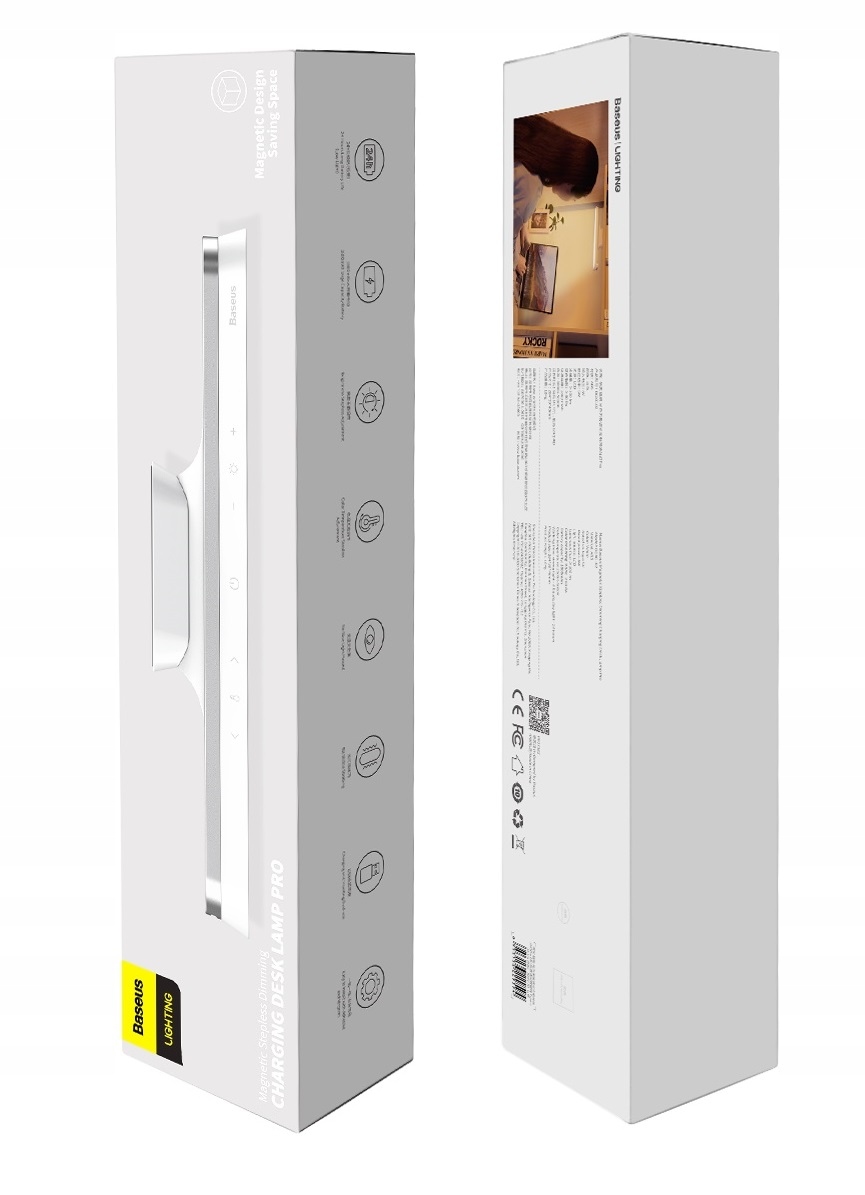 BASEUS BEZPRZEWODOWA LAMPKA NOCNA LED BIURKOWA MAGNETYCZNA DOTYKOWA 1800MAH Kolor biały