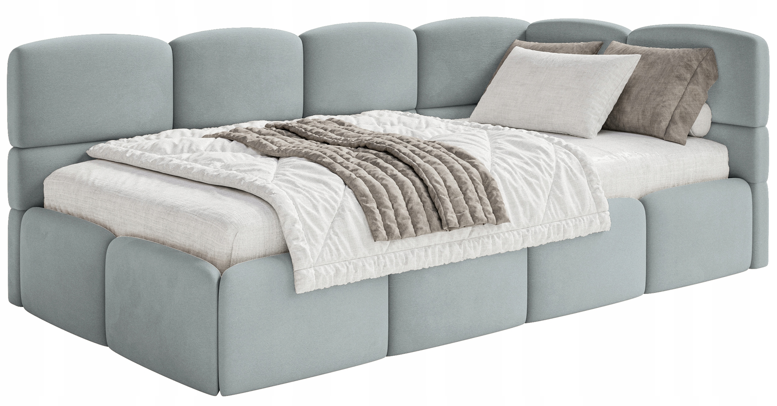 Postel pro mláděž 90x200 cm Cloudy šedá sametová snadno čistitelná pravá