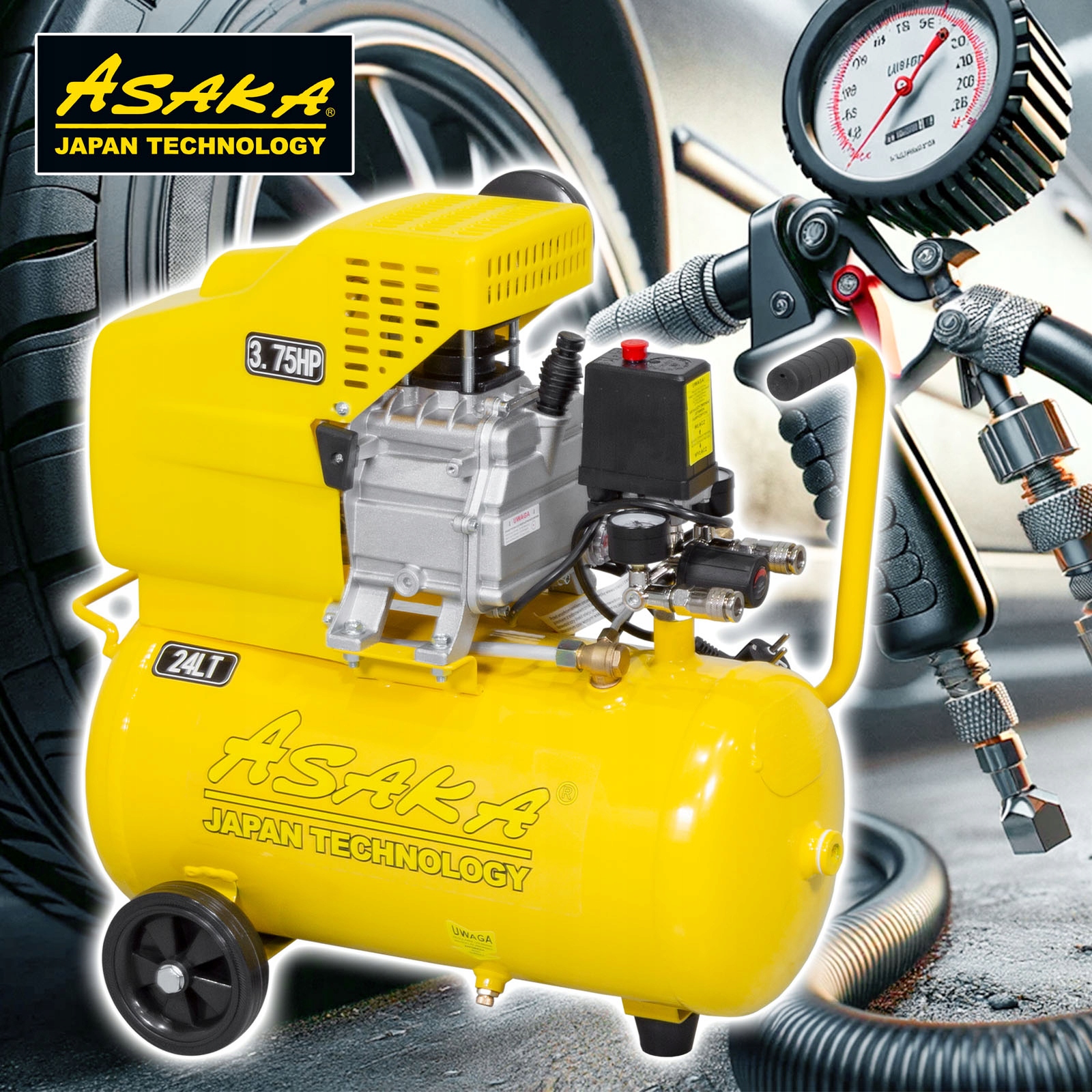 KOMPRESOR OLEJOWY SPRĘŻARKA POWIETRZA POMPA TŁOKOWA 24L MOCNY WYDAJNY Marka Asaka
