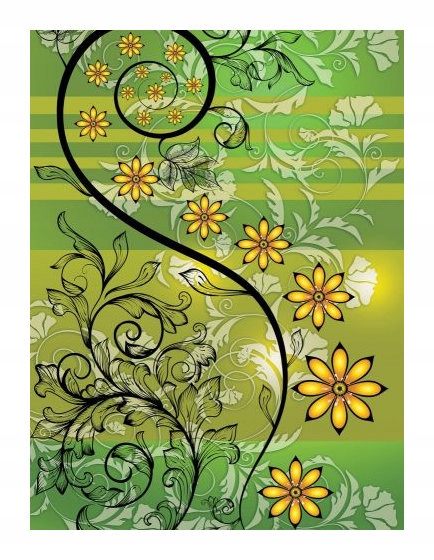 Jarná tapeta Abstrakcia Elegantná Flora Zeleno-žltá 184x254 vinyl lepidlo
