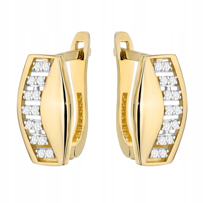 Zlaté Náušnice Anglické pr. 585 Rozšířené vlnky s zirkony 14k