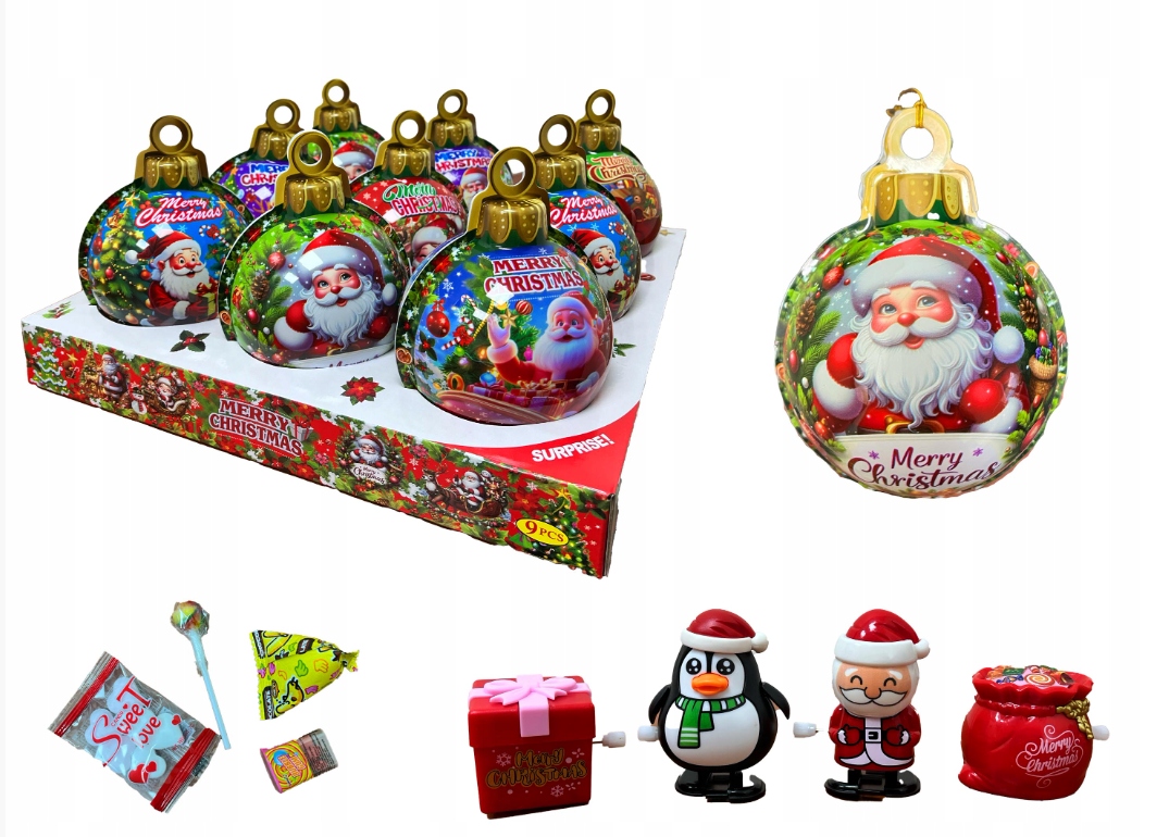 Levně Koule Na Veselé Vánoce Plastová Vajíčka 9ks 20g