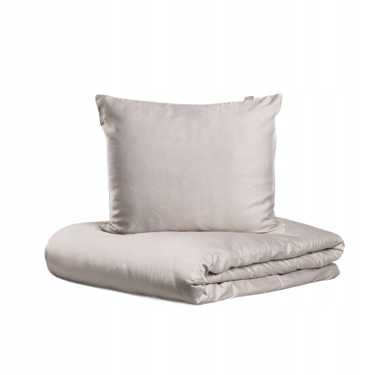 Pościel Bamsa gładka z satyny bambusowej szara 220x200 2*50x60 cm Homla