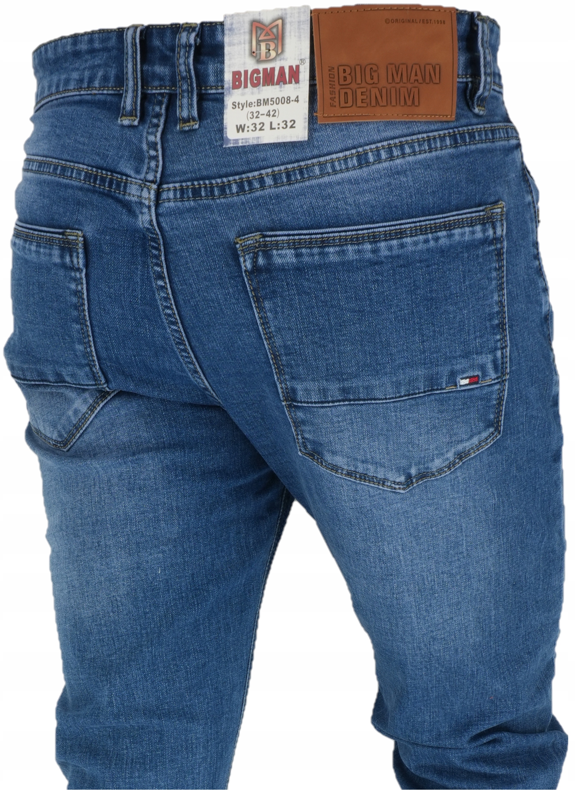 Spodnie Męskie Jasne Prosta Długa Nogawka Do 195 cm wzrostu L36 W42