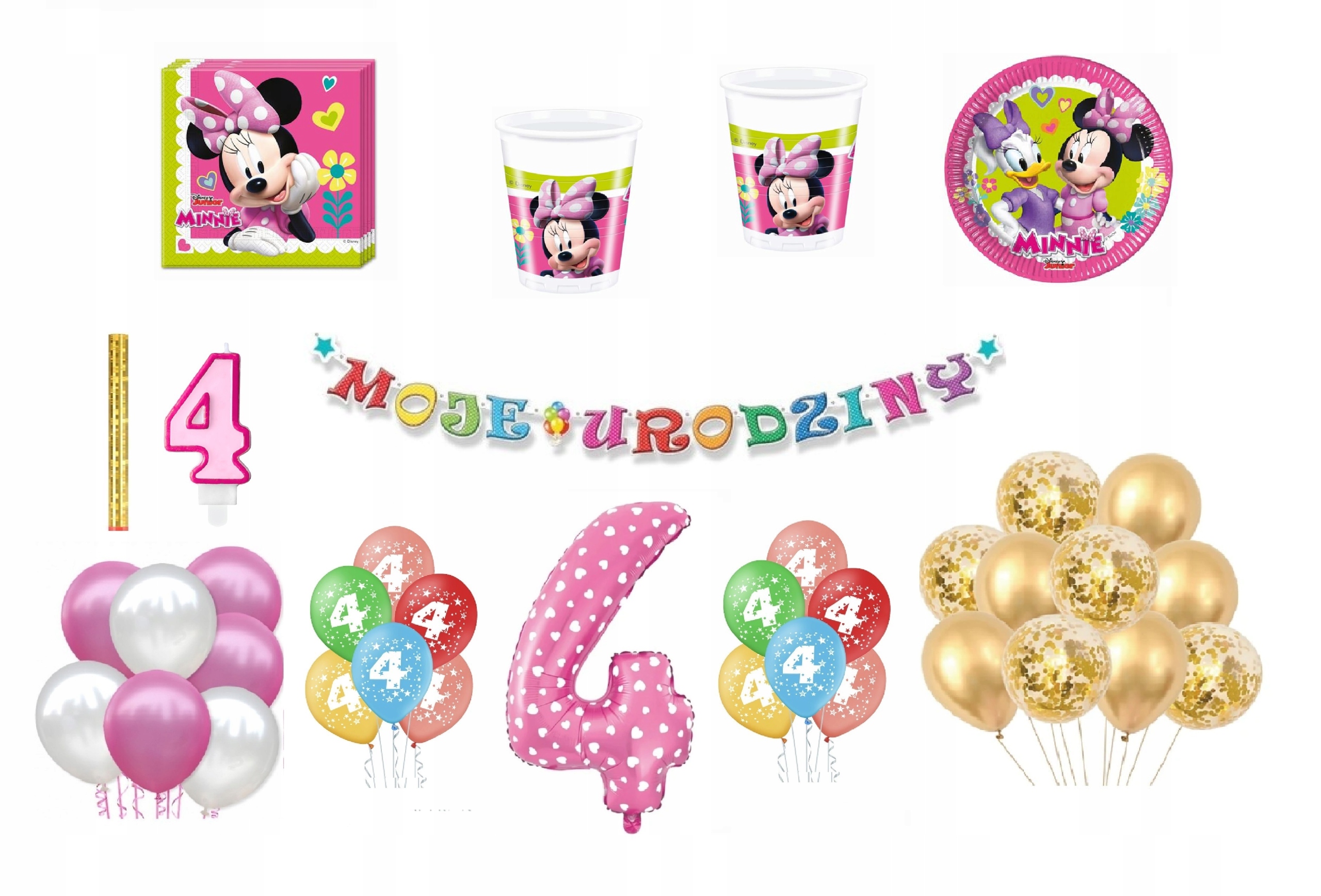 

Zestaw Myszka Minnie 4 Urodziny Balony