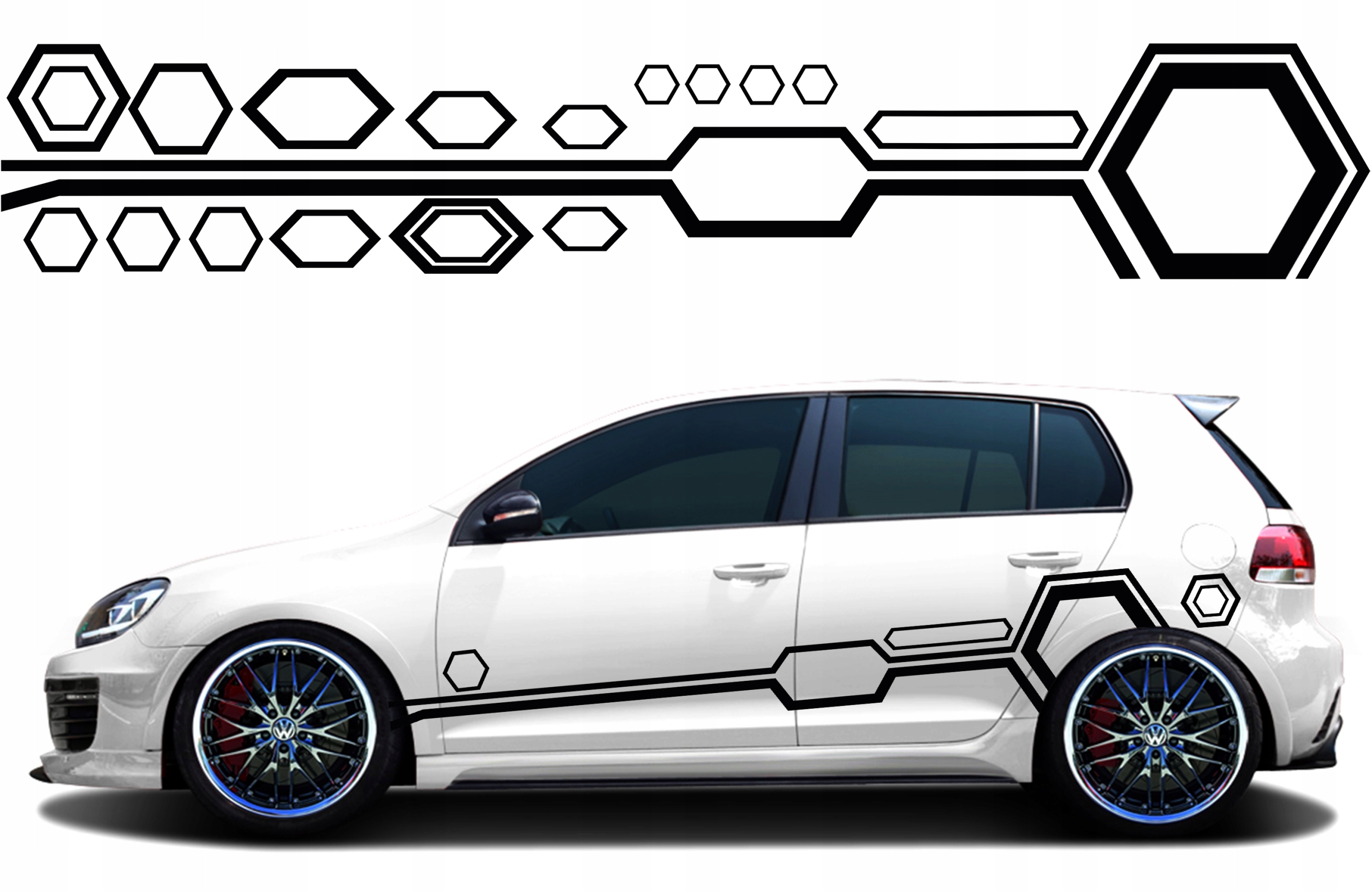 2xNALEPKA Grafika na auto Motív Hexagen Pasek Hex Včelí Plást 45x250