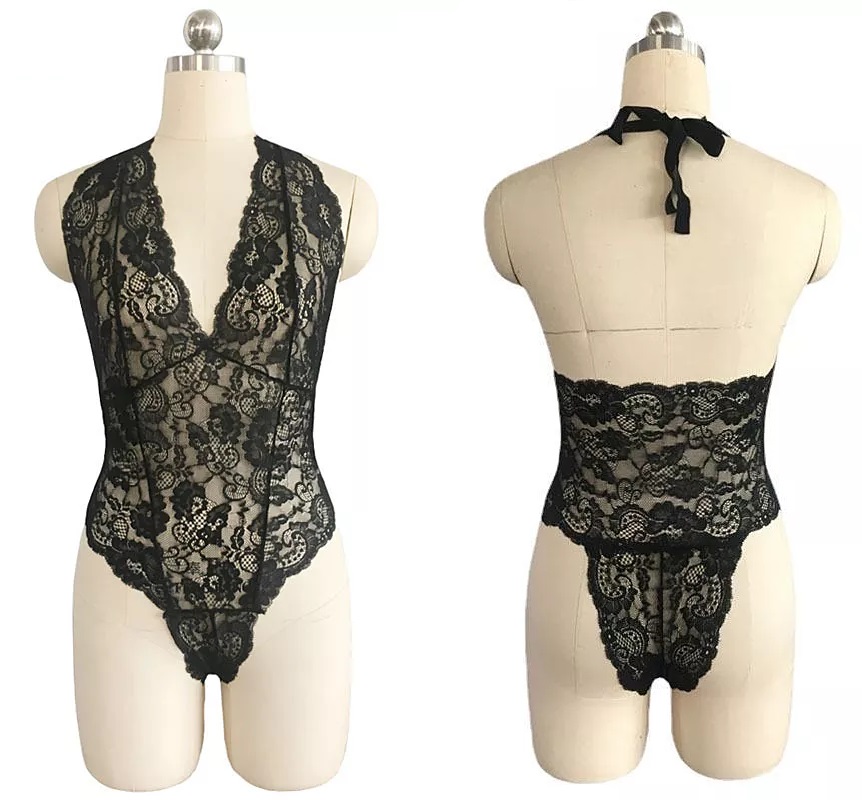 

Sexy Delikatne Czarne Koronkowe Body