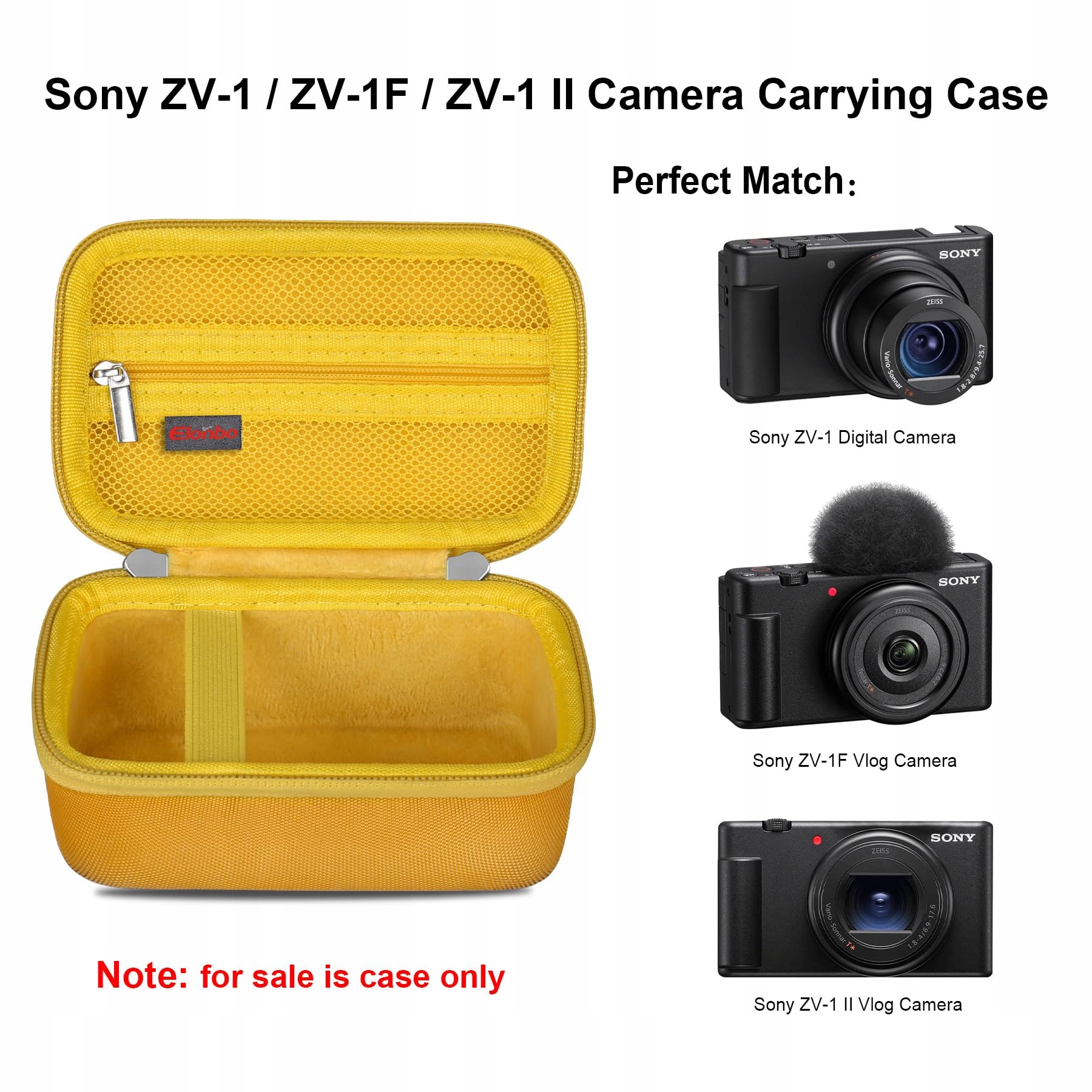 ELONBO Torba Podróżna Do Sony ZV-1 ZV-1F ZV-1 II Kamera 4K Żółta — miniatura 2