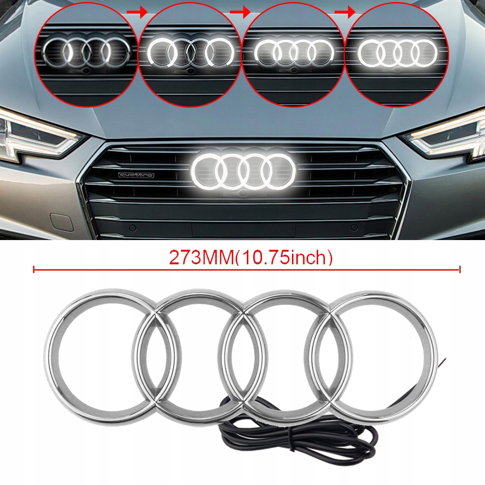 EMBLEMAT AUDI 273MM ZNACZEK LOGO NA GRILL mkm