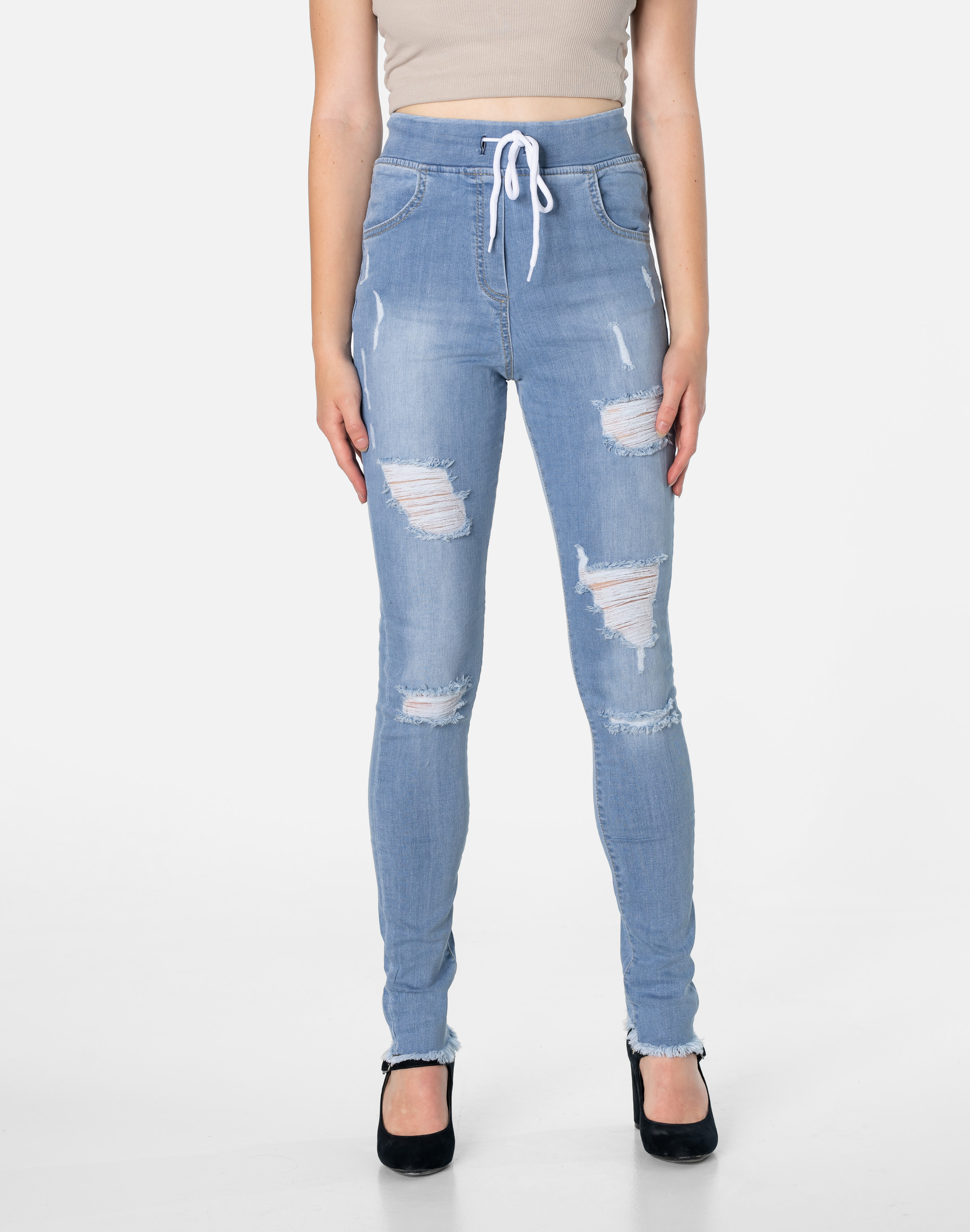 Spodnie Jeans Rurki Damskie Wysoki Stan 9021A-3 34 Rozmiar 34