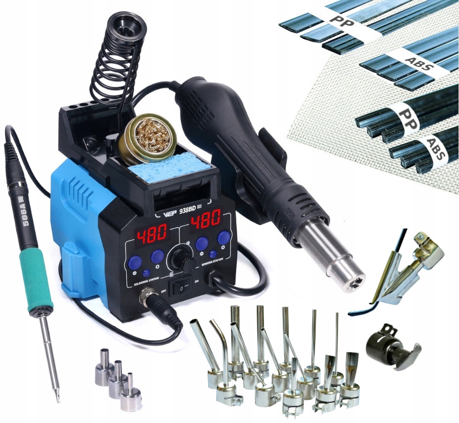 Spawarka do plastiku HOTAIR WEP 938BD-III 775W T12 +20dysz plastik siatka