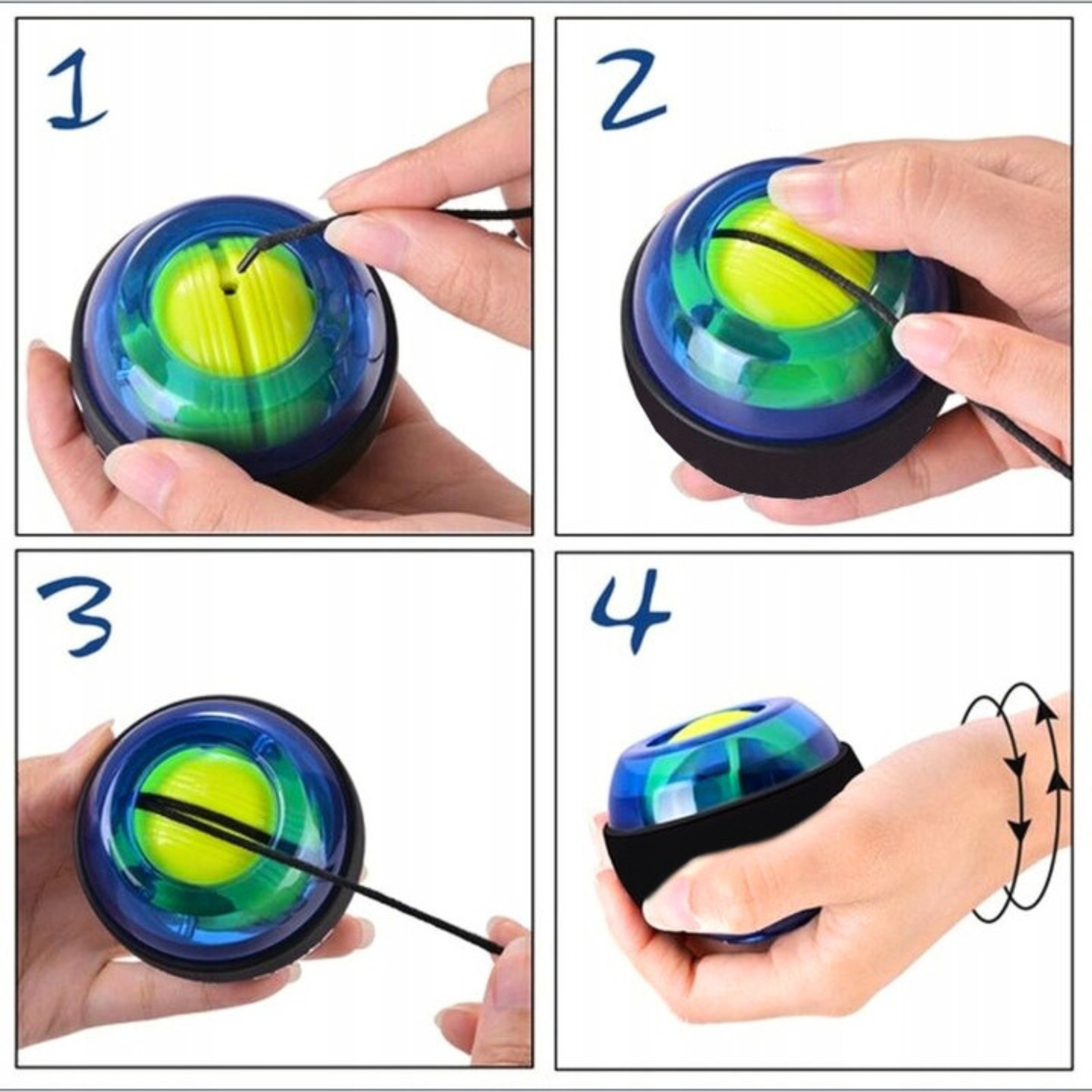 POWERBALL CLASSIC KULA ŻYROSKOPOWA 2x FINGER GRIPPER DO ĆWICZEŃ NADGARSTKA Szerokość produktu 7.6 cm