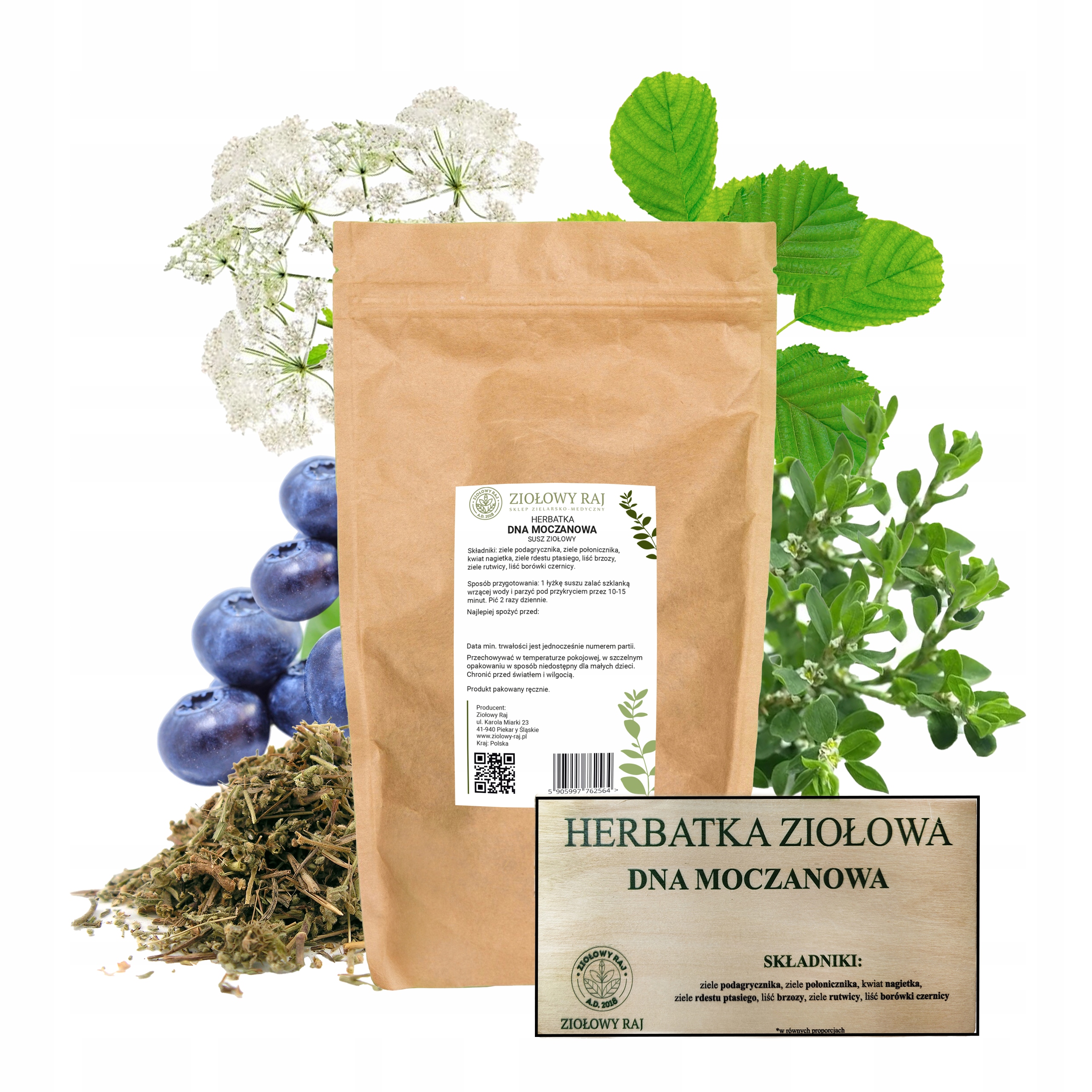 Zioła na Dnę Moczanową Podagrycznik Podagra Dna 1000g Herbatka Ziołowy Raj