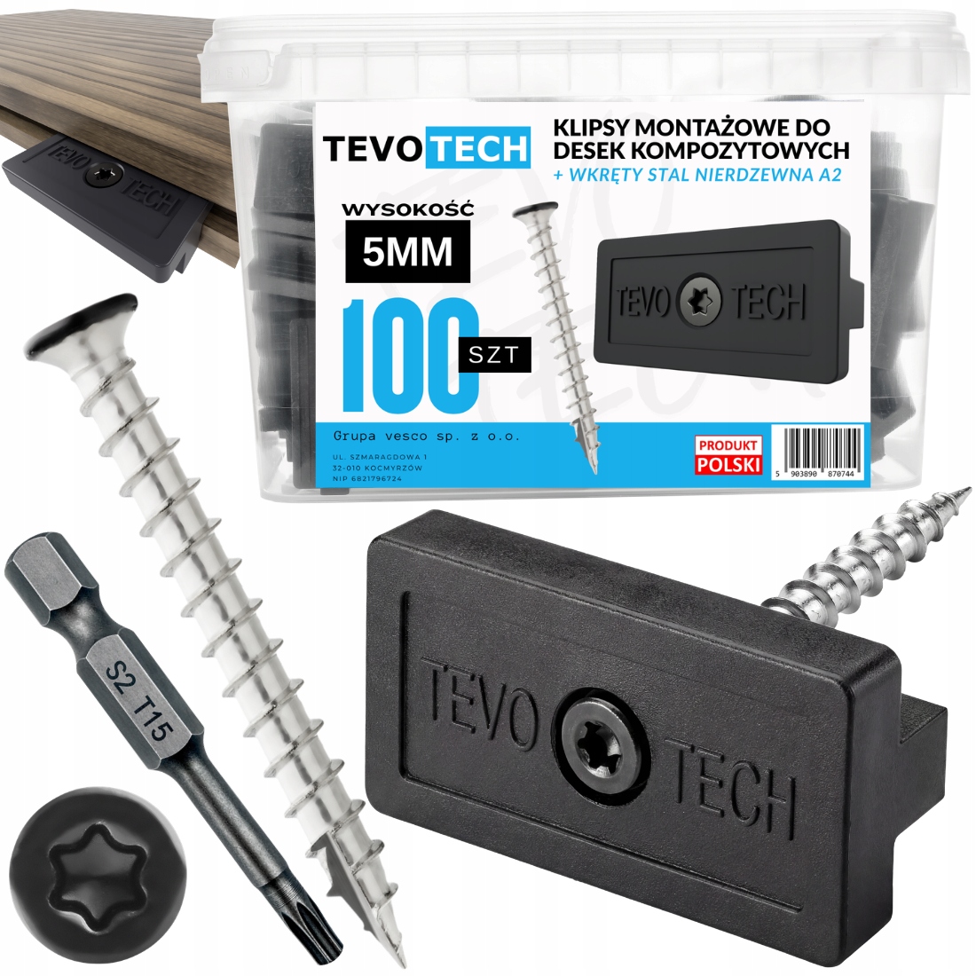 Montážní Klipy Pro Kompozitní Desky Wpc Skrytá Montáž Šrouby A Bit X100