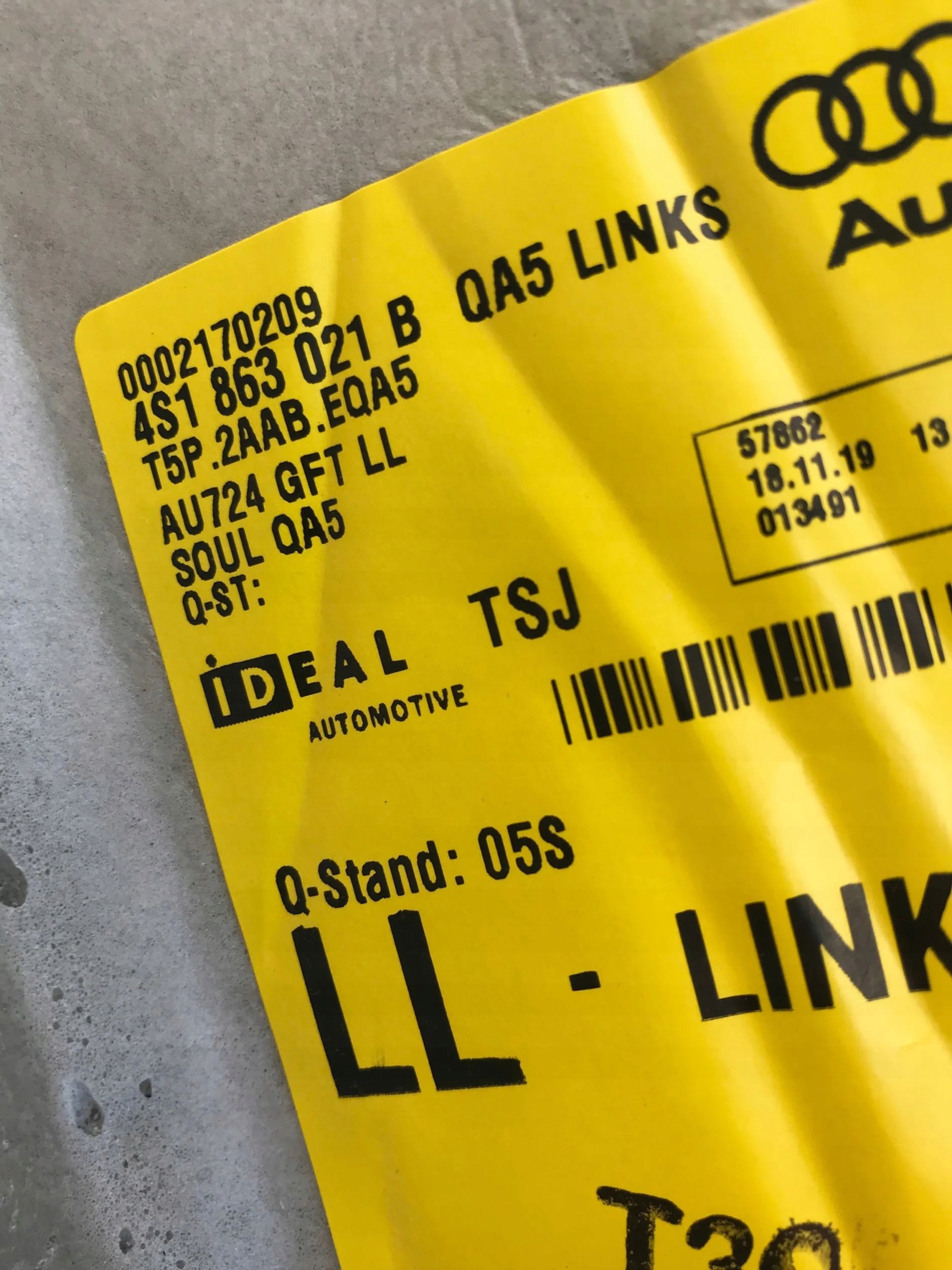 AUDI R8 PLUS 4S AUTOTEPPICHE Matte Teppich links BODEN 4S1863021B EUROPA