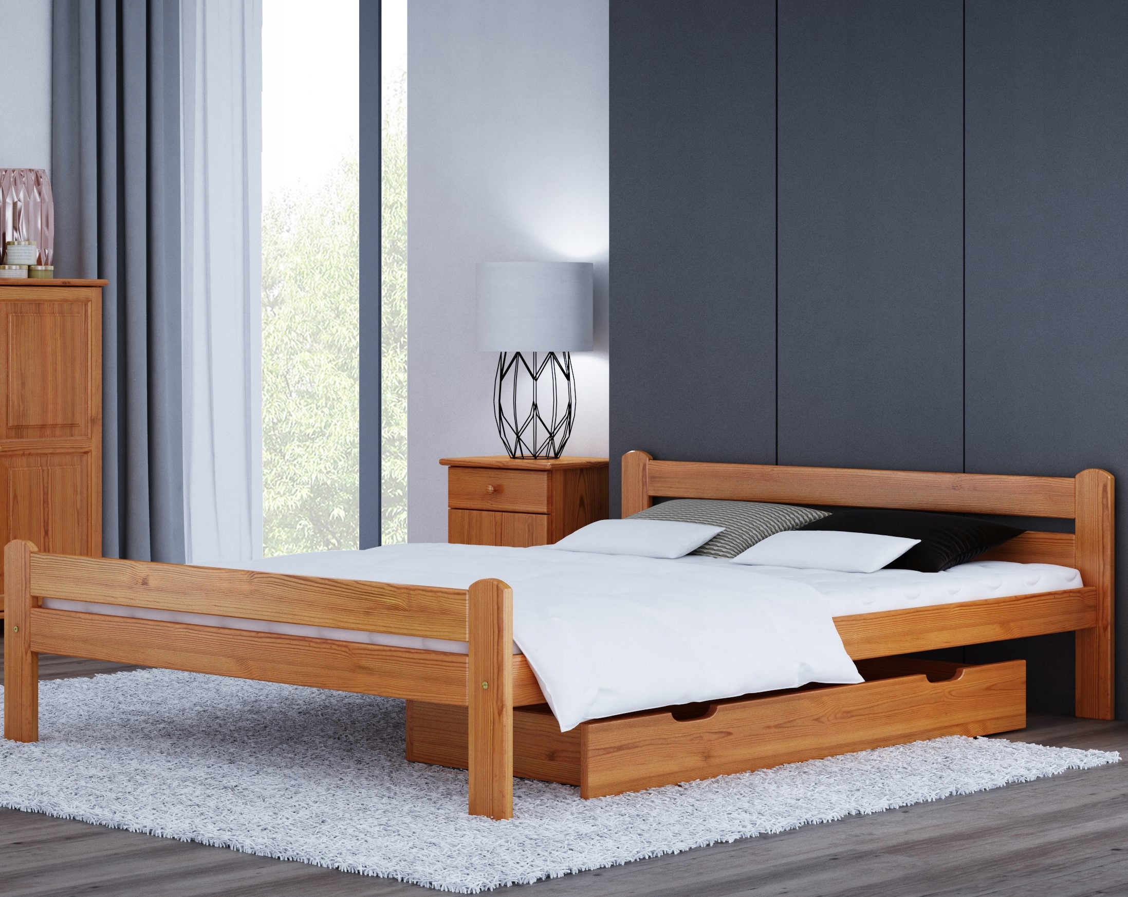 Dřevěná Postel Dorota 140x200 rám Olše