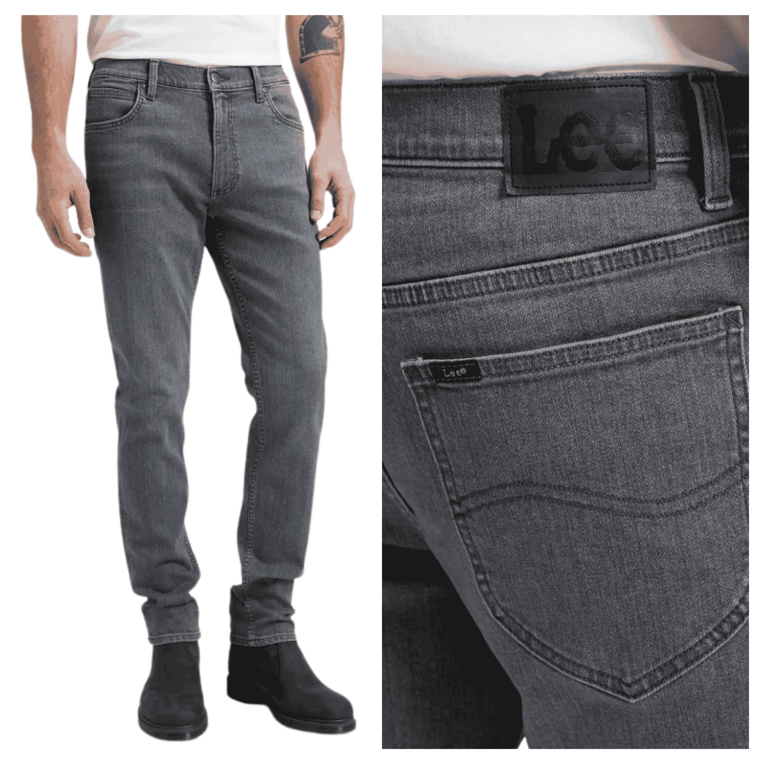 Pánské kalhoty Lee Luke Dark Flame Šedé bavlněné džíny Slim W32 L30