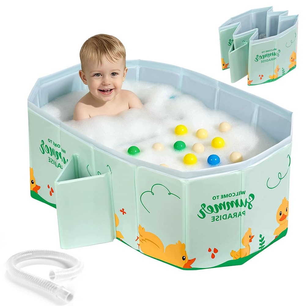 Wanna Składana Dla Dzieci 0-8 Lat 75X48CM Pvc Miętowa Antypoślizgowa