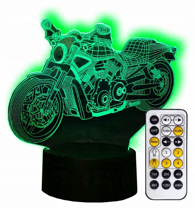 

Chopper Harley Motor Lampka Nocna 3D Led + Pilot