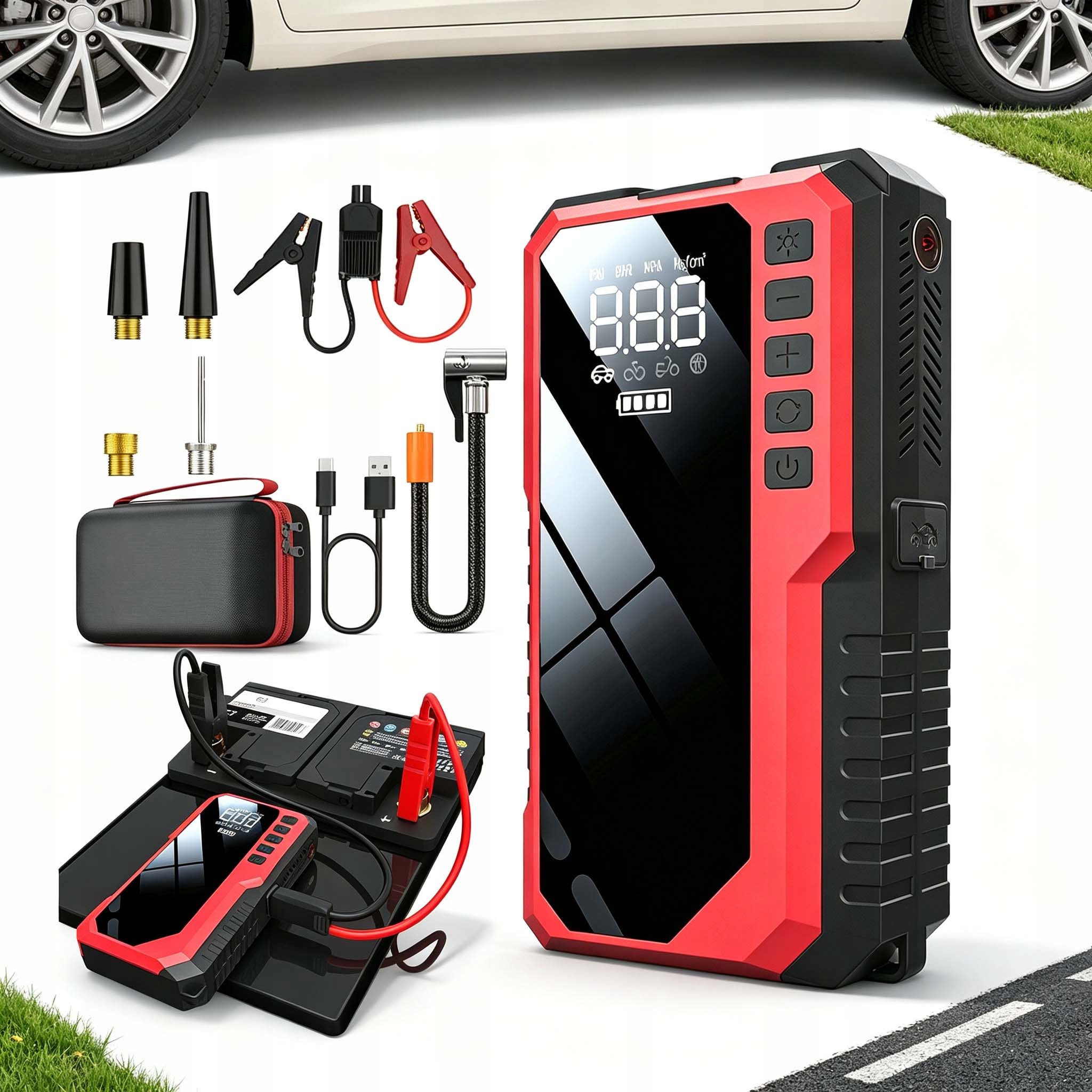 Najsilnejší Štartovací Booster Jump Starter 6400MAH S Led Osvetlením