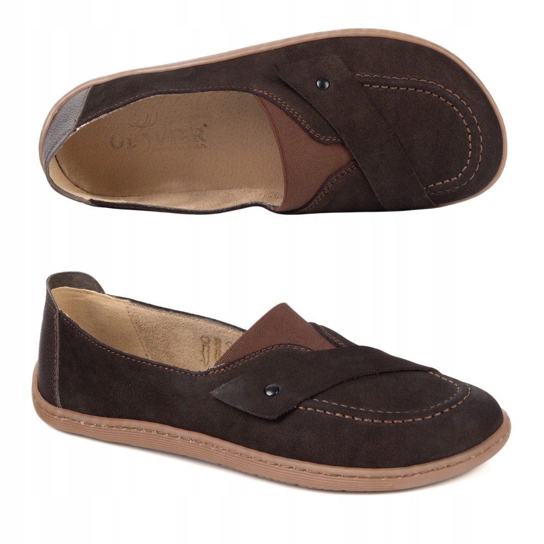 Dámské barefoot mokasíny Giulia slip on z přírodní kůže, hnědé, velikost 36