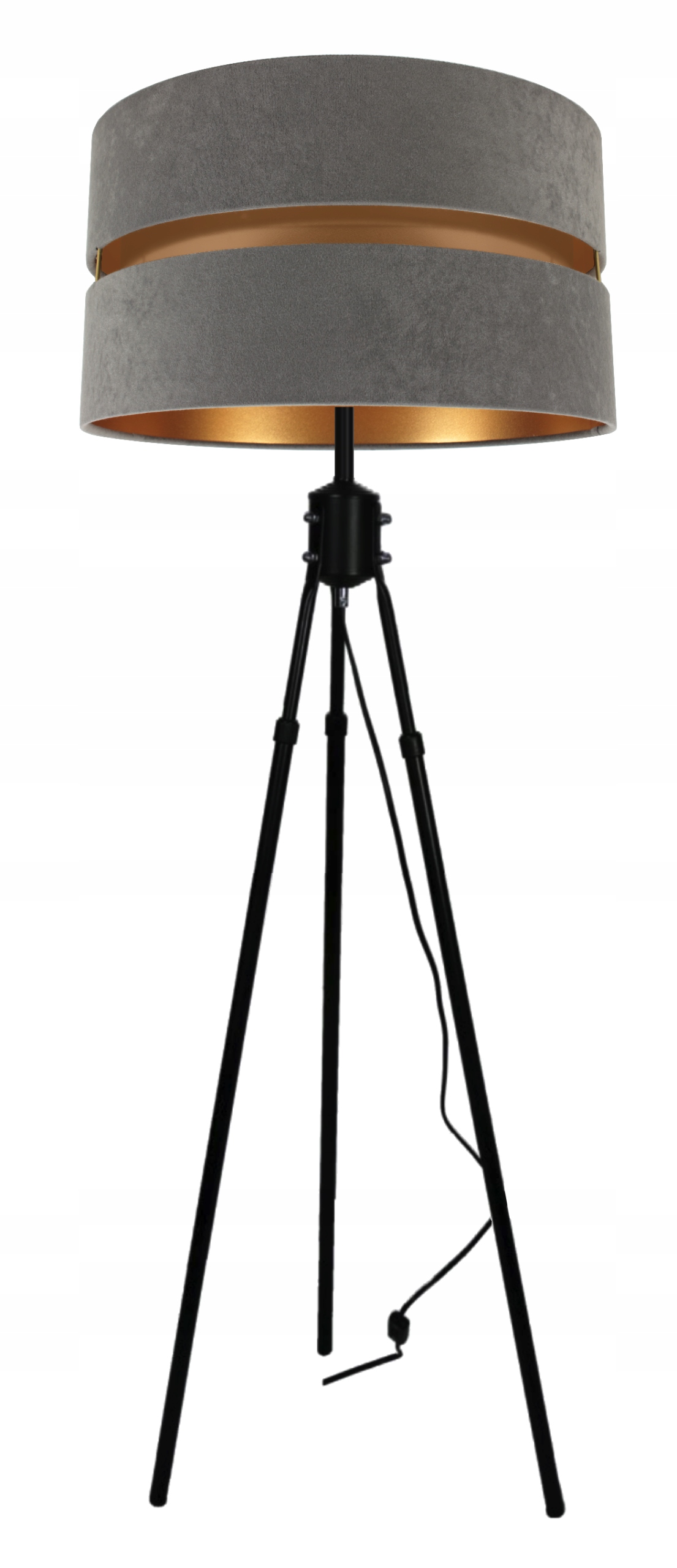 

Lampa Stojąca Podłogowa Trójnóg Led Abażur Welur