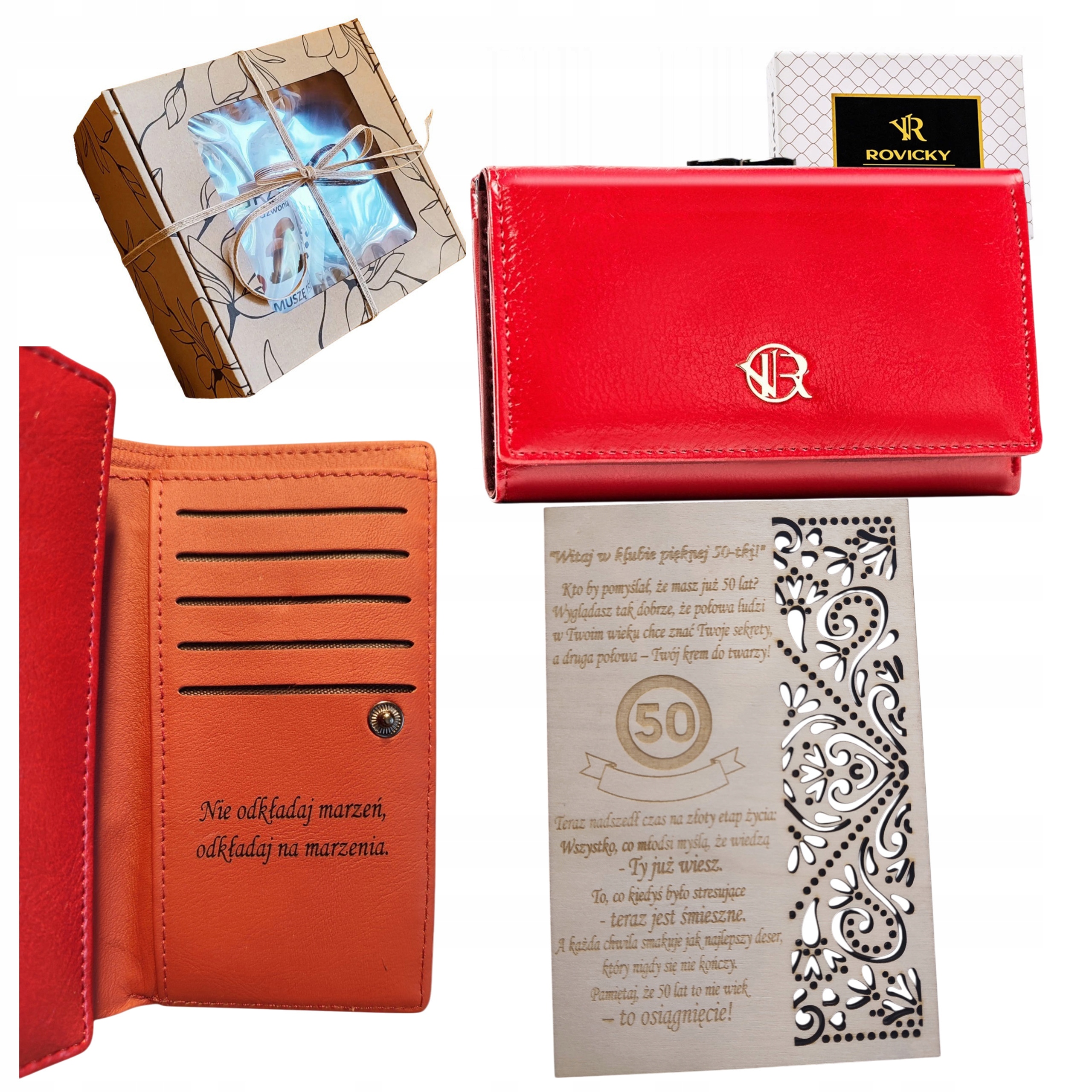 Na 40 Urodziny Dla Kobiety 50 60 Skórzany Portfel Kartka Grawer