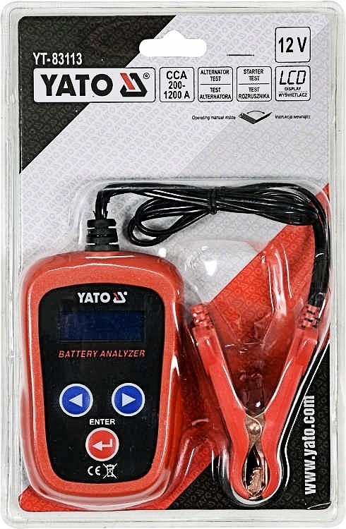 YATO ELEKTRONICZNY TESTER MIERNIK AKUMULATOROW 12V EAN 5906083057854