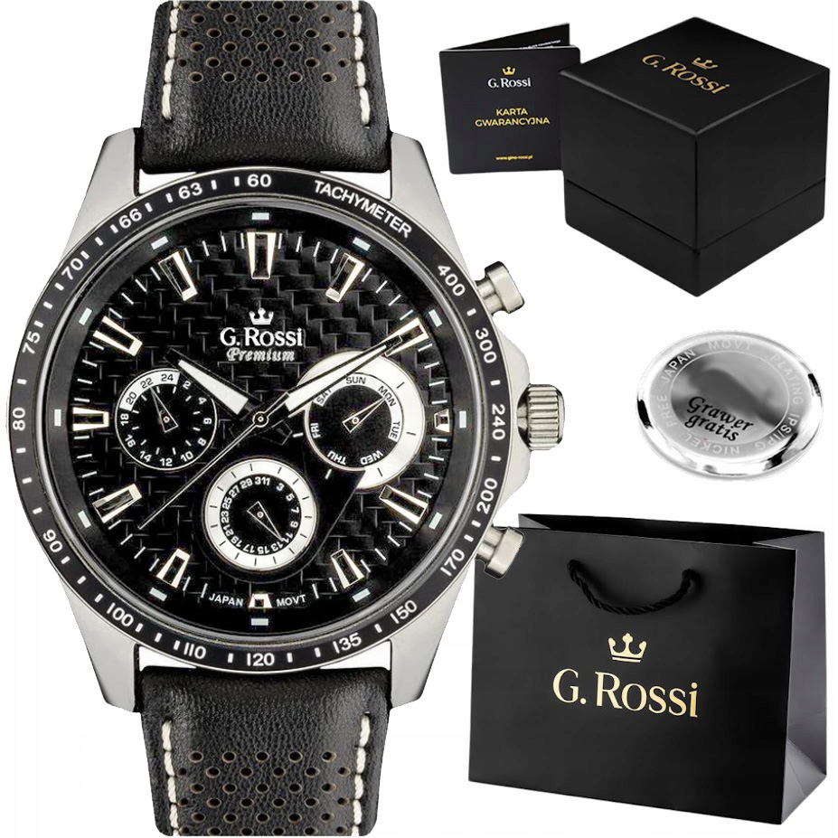 Pánské hodinky G. Rossi Albinio Premium ocelové – multi-datumovka Gravírování