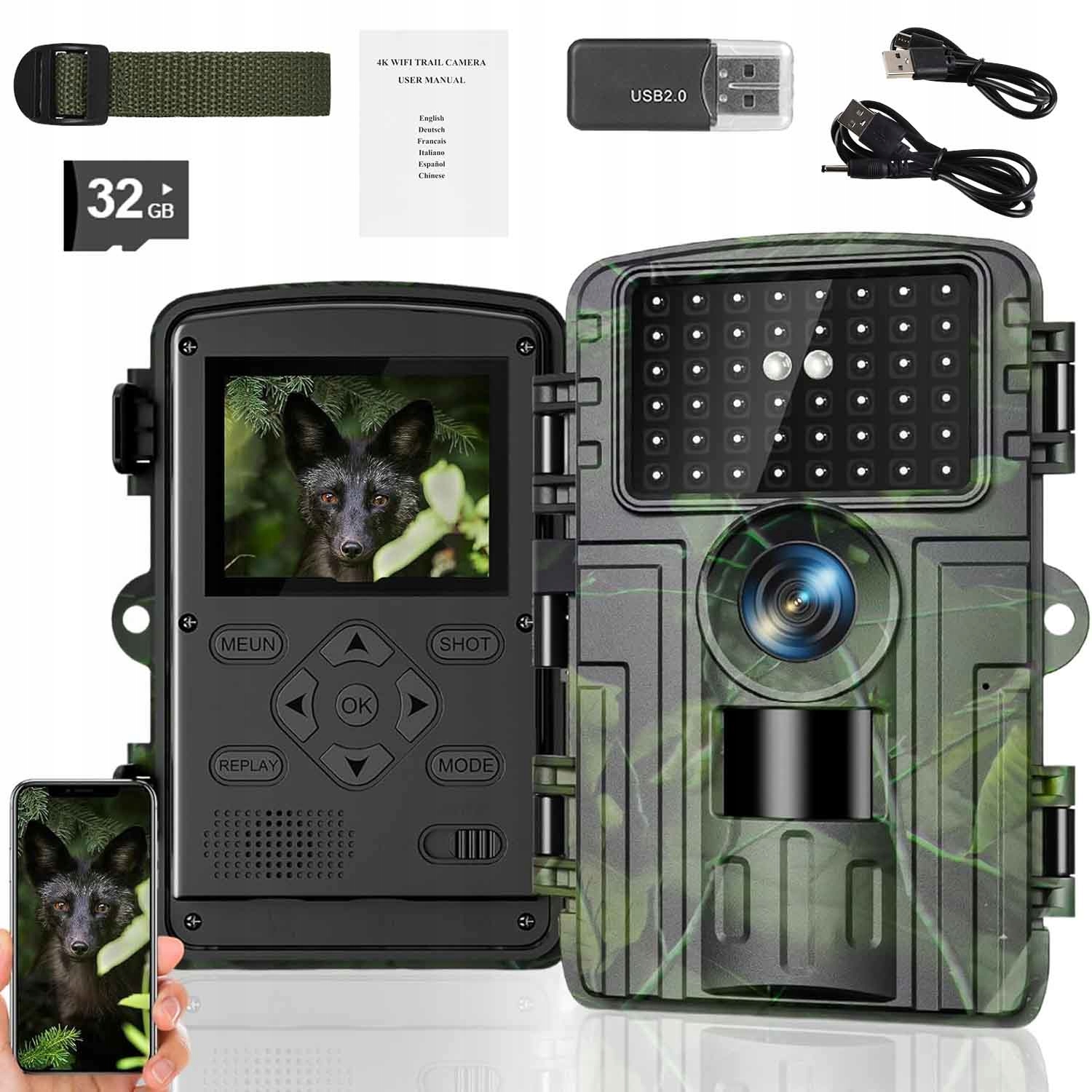 Fotopast Lesní Kamera 4K UltraHD 60Mpx barevný snímač Cmos IP66