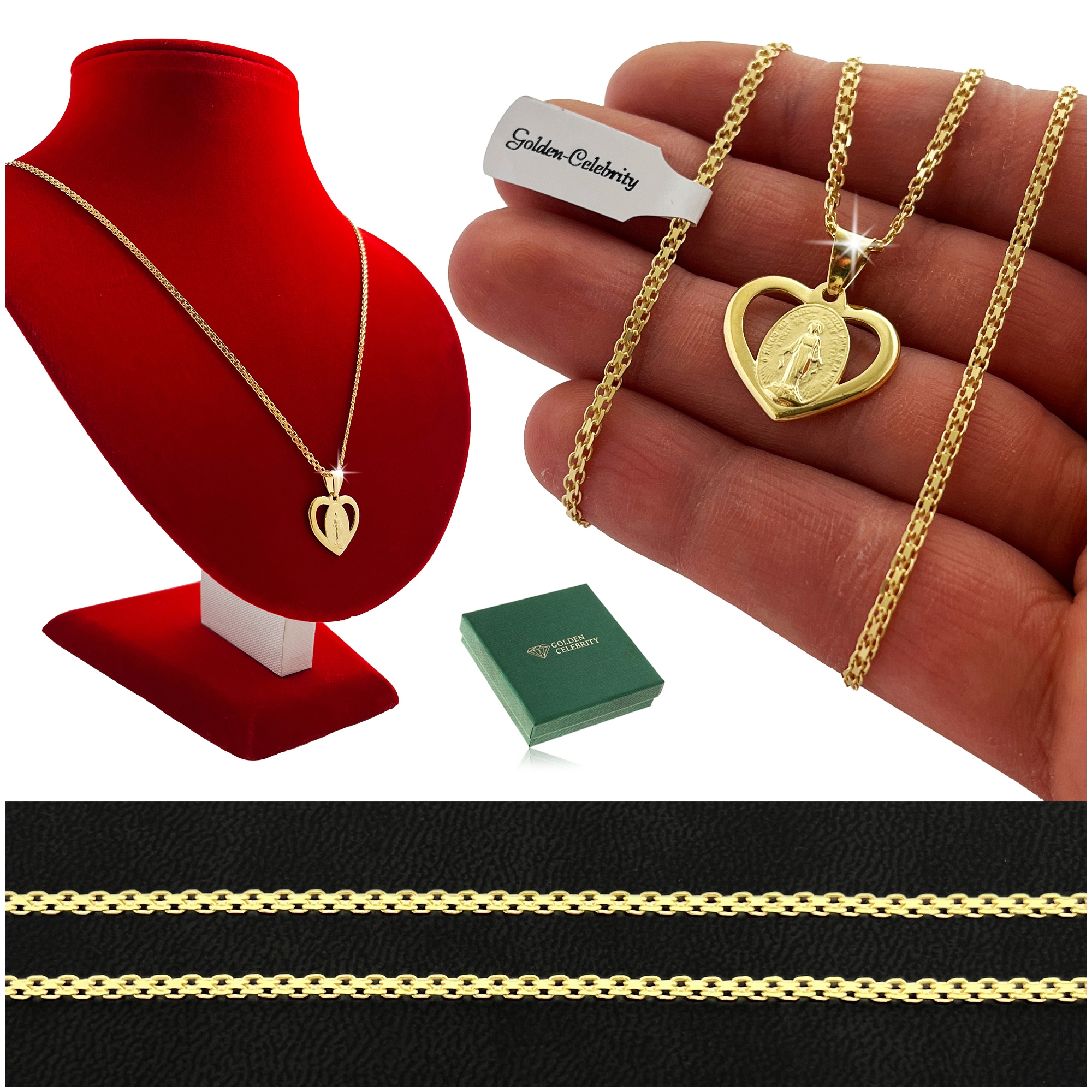 Elegantní Zlatý Řetízek K Prvnímu Svatému Přijímání Medailonek Ryzost 925/585 14K Jako Dárek