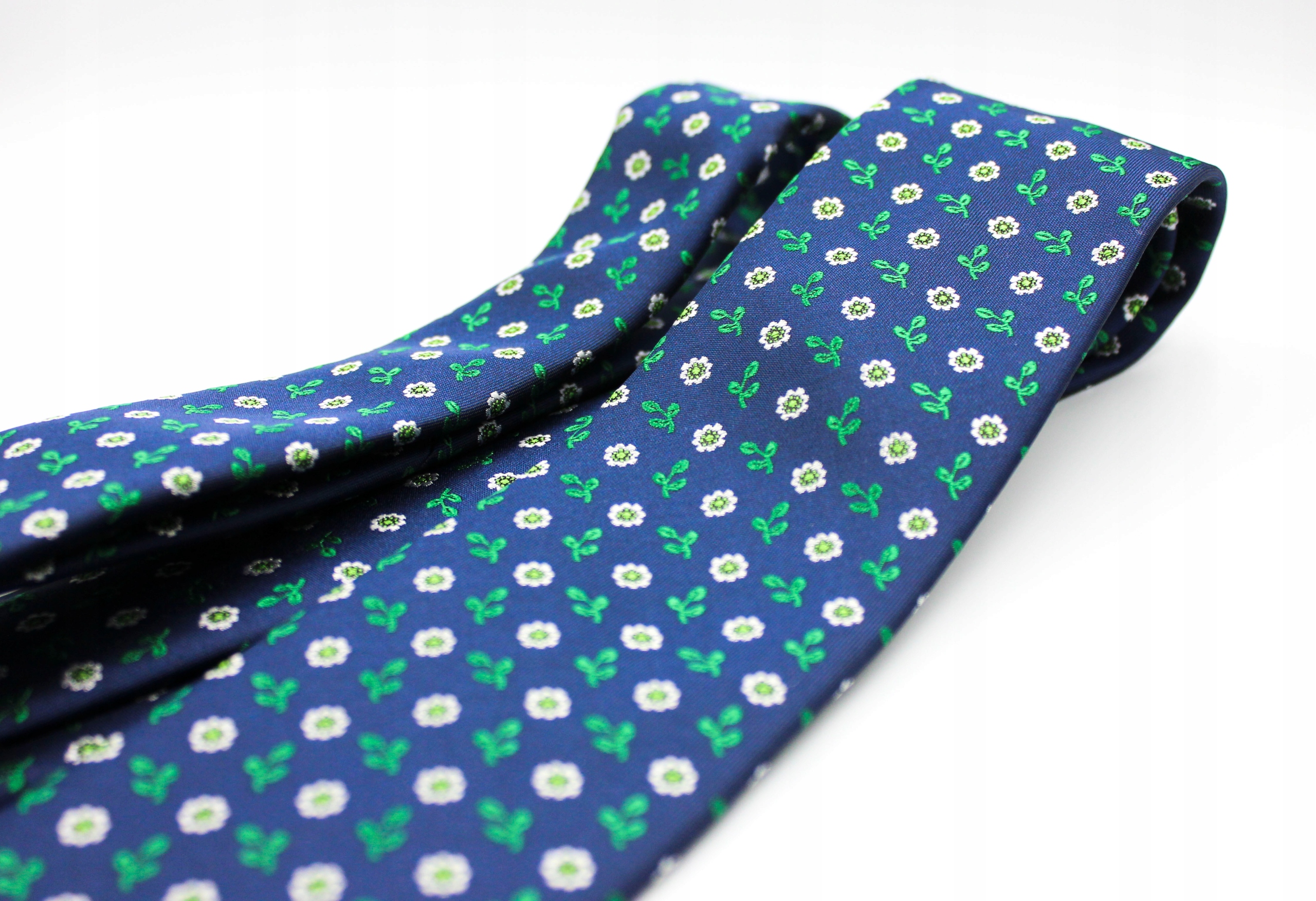 KRAWAT ŻAKARDOWY ELEGANCKI WE WZOREK GRANATOWY ZIELONY KWIATKI Kolor inny kolor