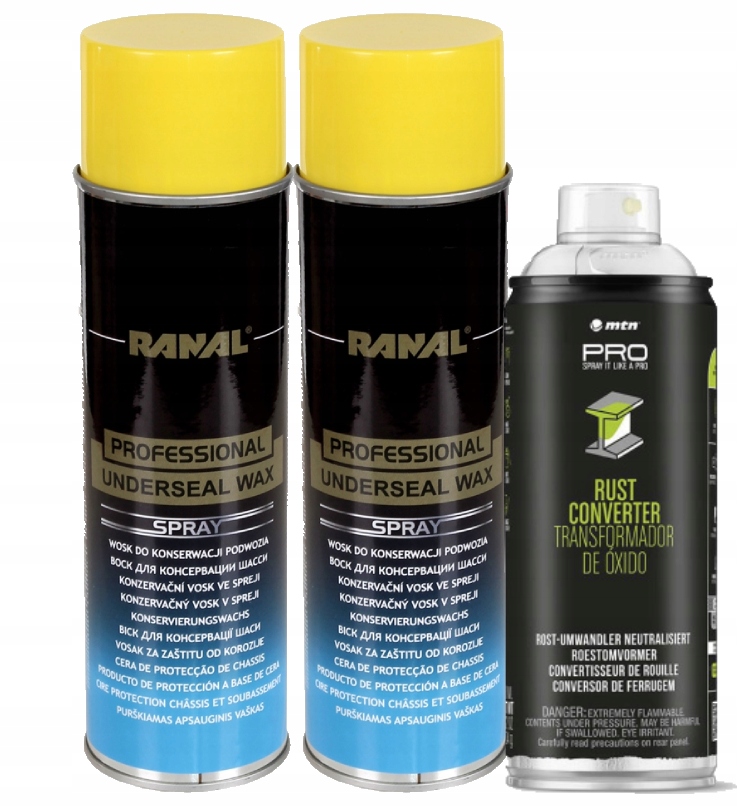 2x Wosk Do Konserwacji Podwozia Spray 500ml 1x Środek Na Rdzę 400ml