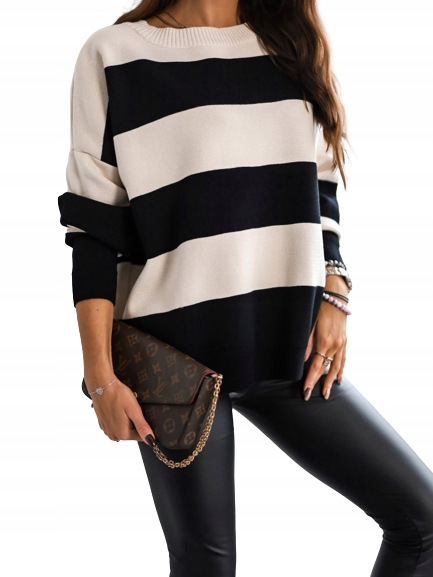 

Cocomore Sweter Pasy Czarny Beżowy New
