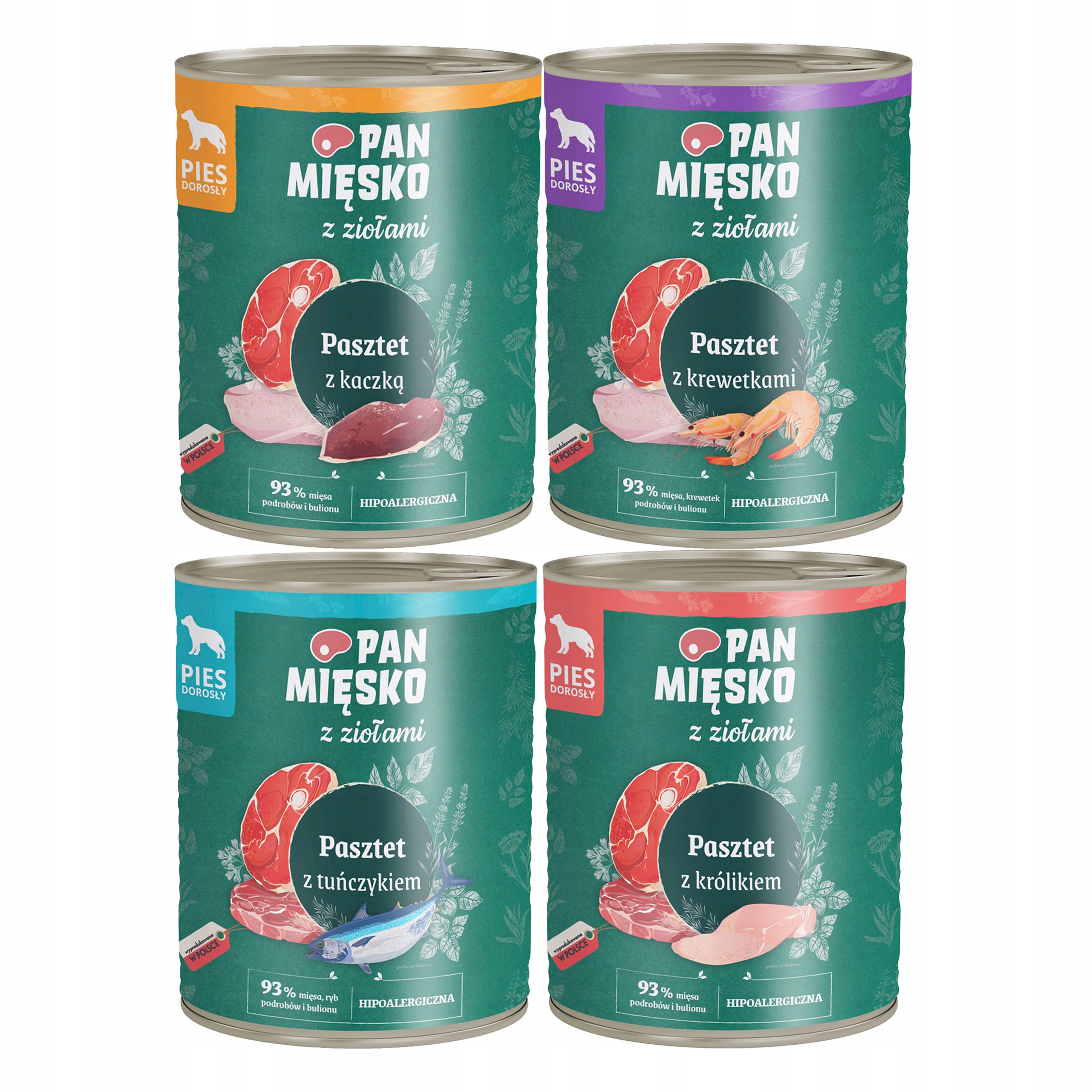 Pan Mięsko s bylinkami krmivo pro psa Paštika mix chutí 4 x 800 g