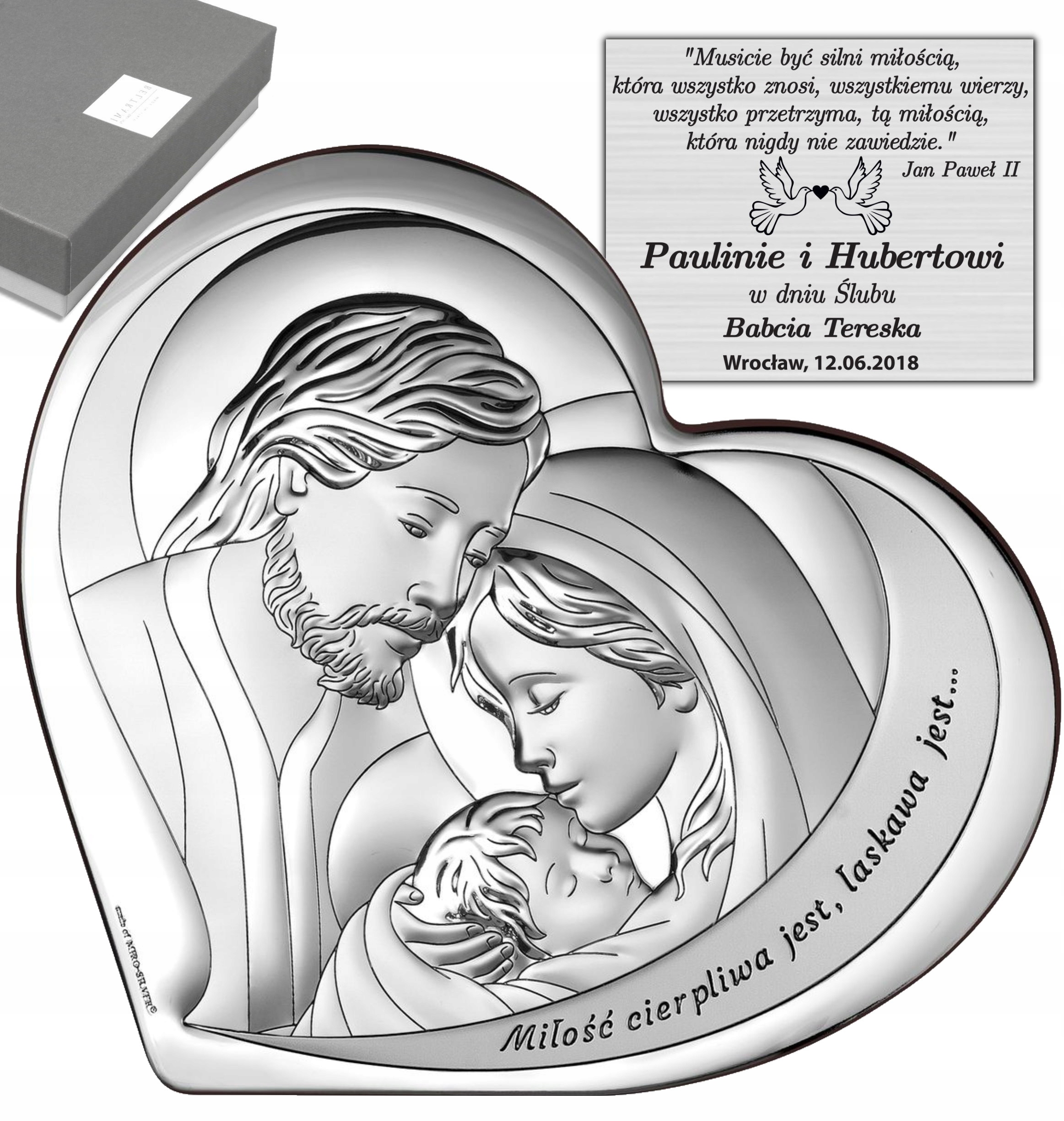 

Obraz Srebrny Rodzina Święta Ślub Chrzest Grawer