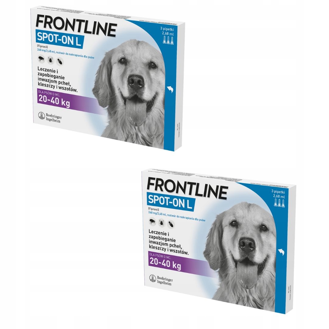Frontline Spot-on krople Kleszcze Pchły dla psa 20-40 kg 1 pipeta 2 opak.